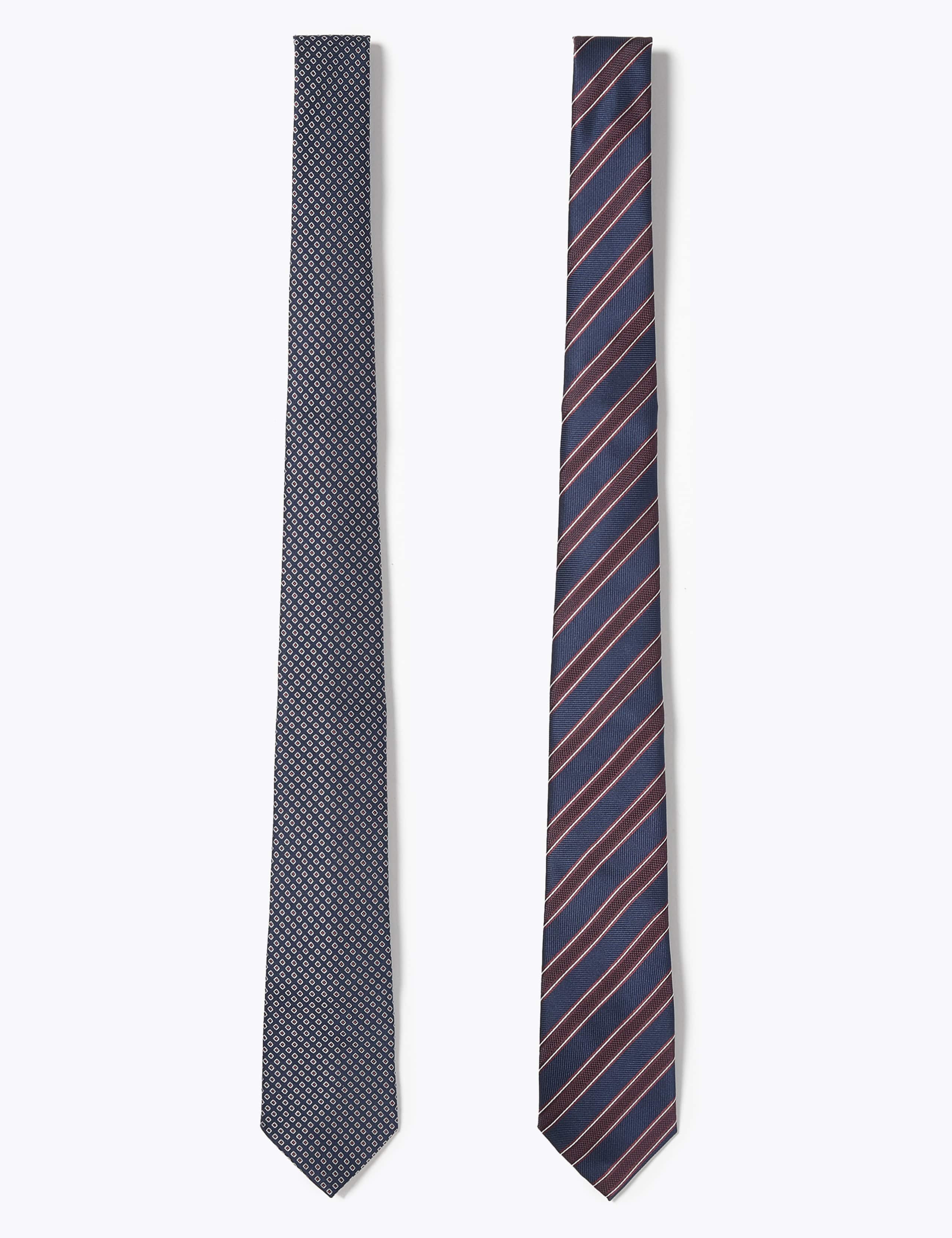 2 Pack Slim Geometric Striped Ties 1 of 5