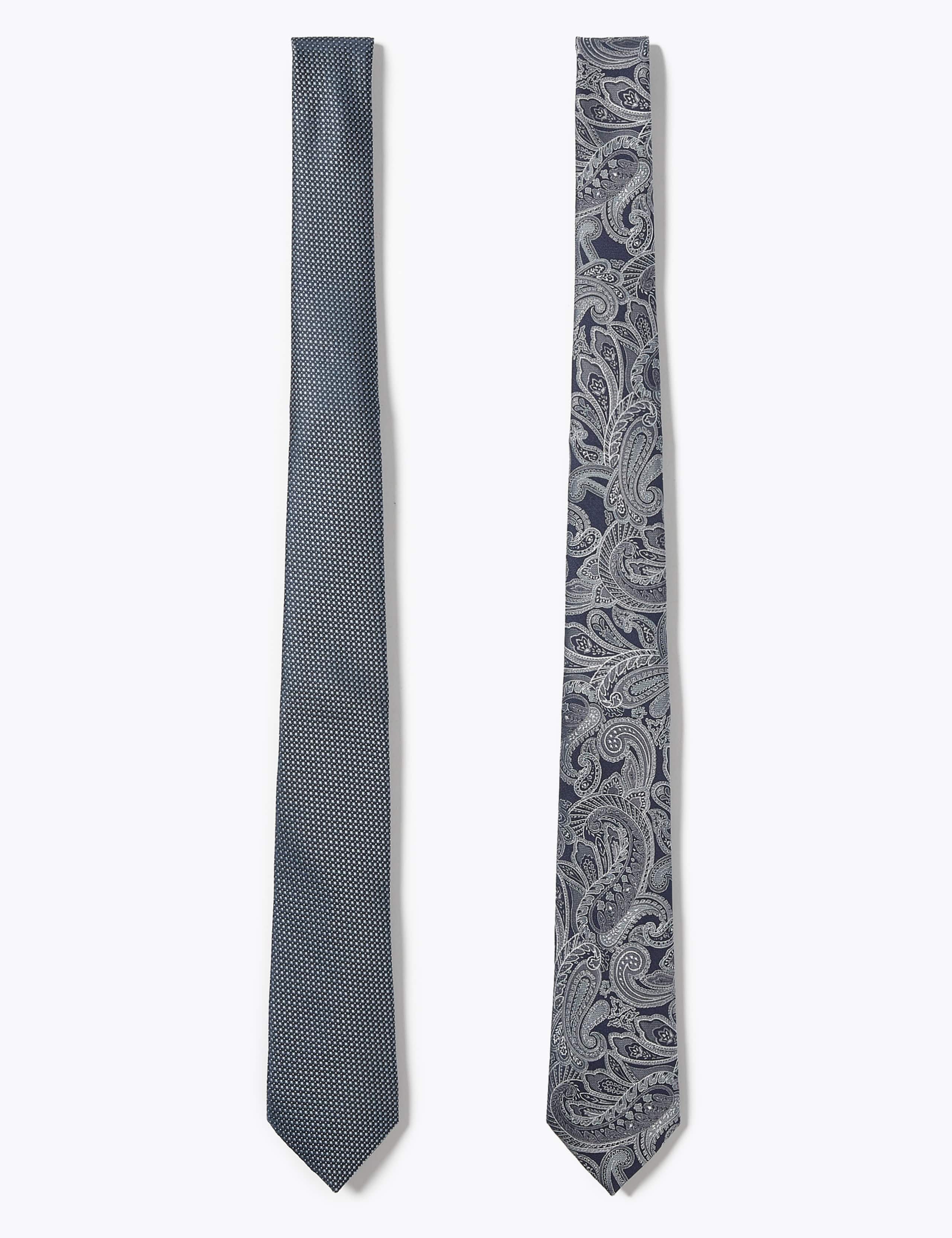 2pk Slim Geometric Paisley Ties 1 of 5