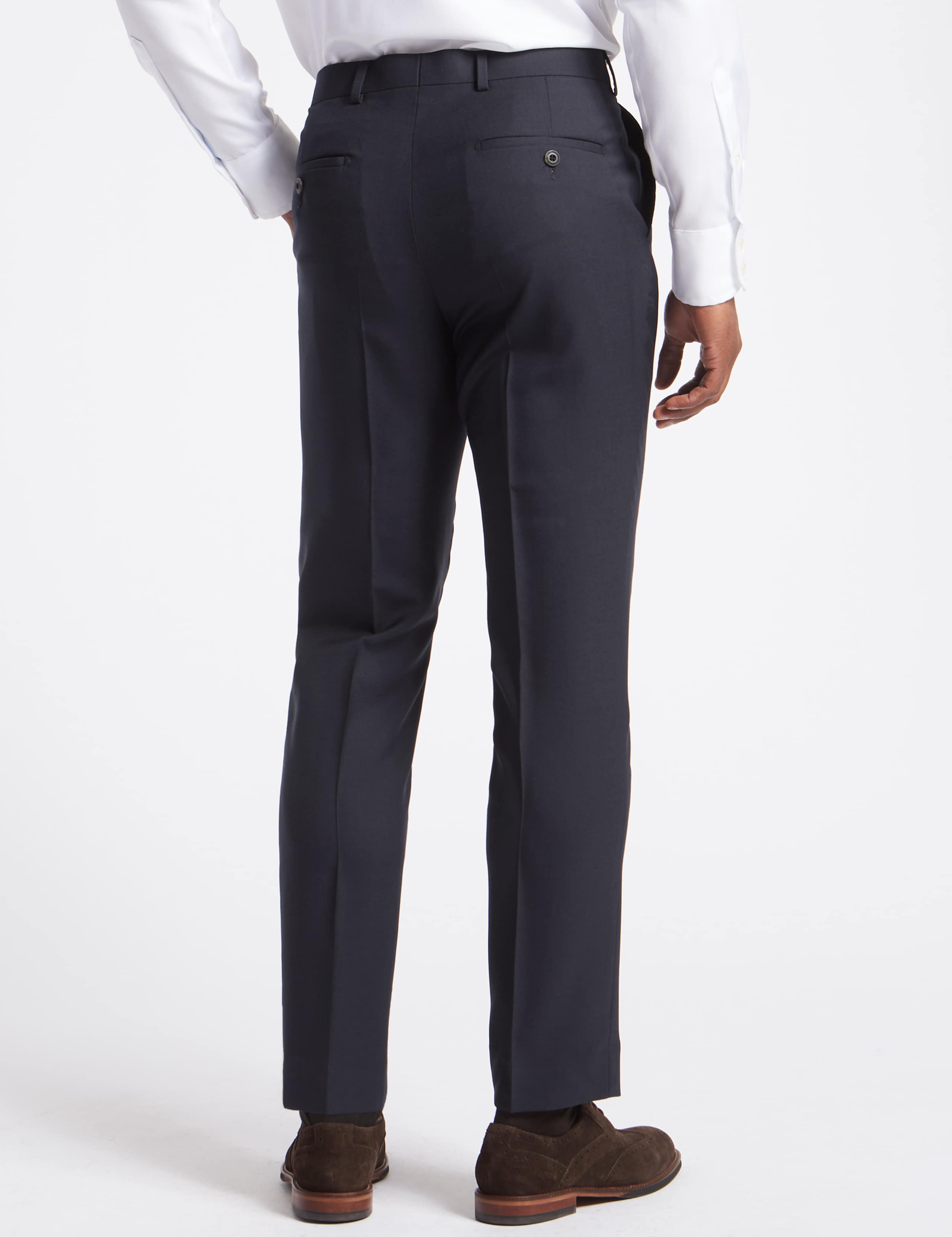 Navy Slim Fit Wool Trousers 4 of 6