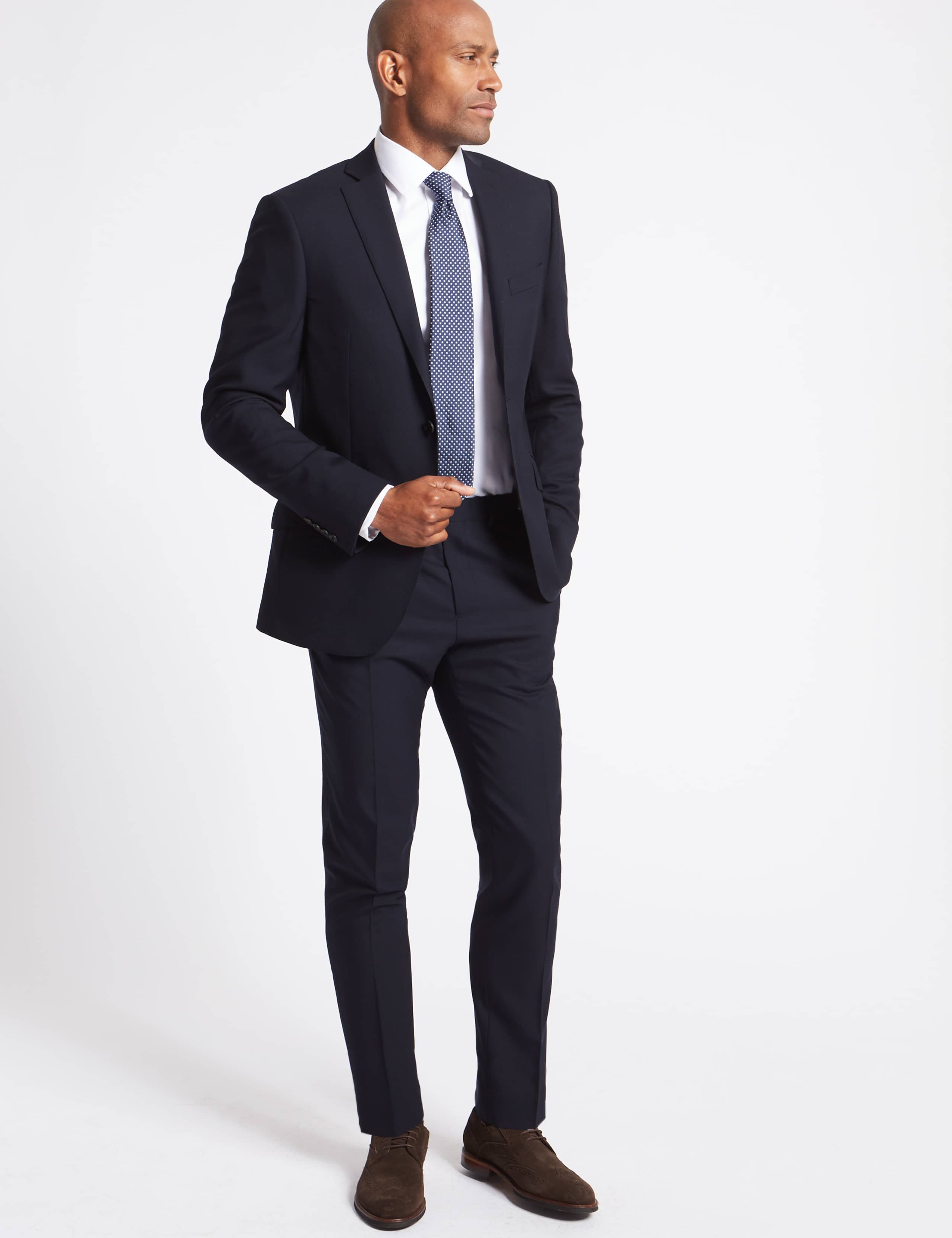 Navy Slim Fit Wool Trousers 5 of 6