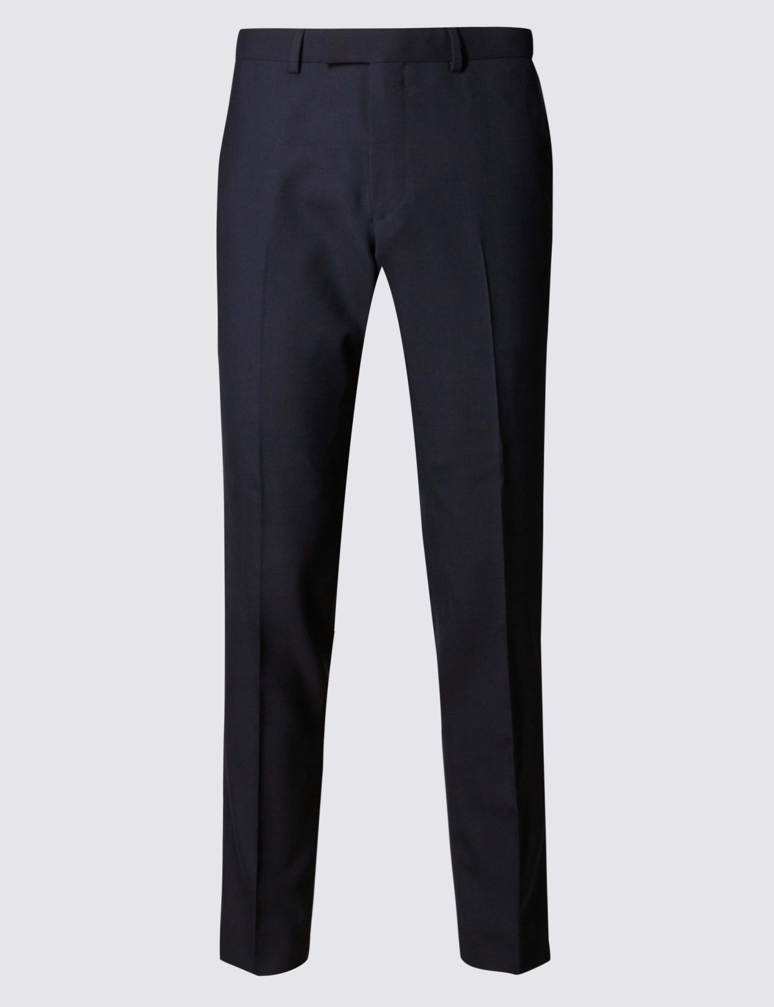 Navy Slim Fit Wool Trousers 2 of 6