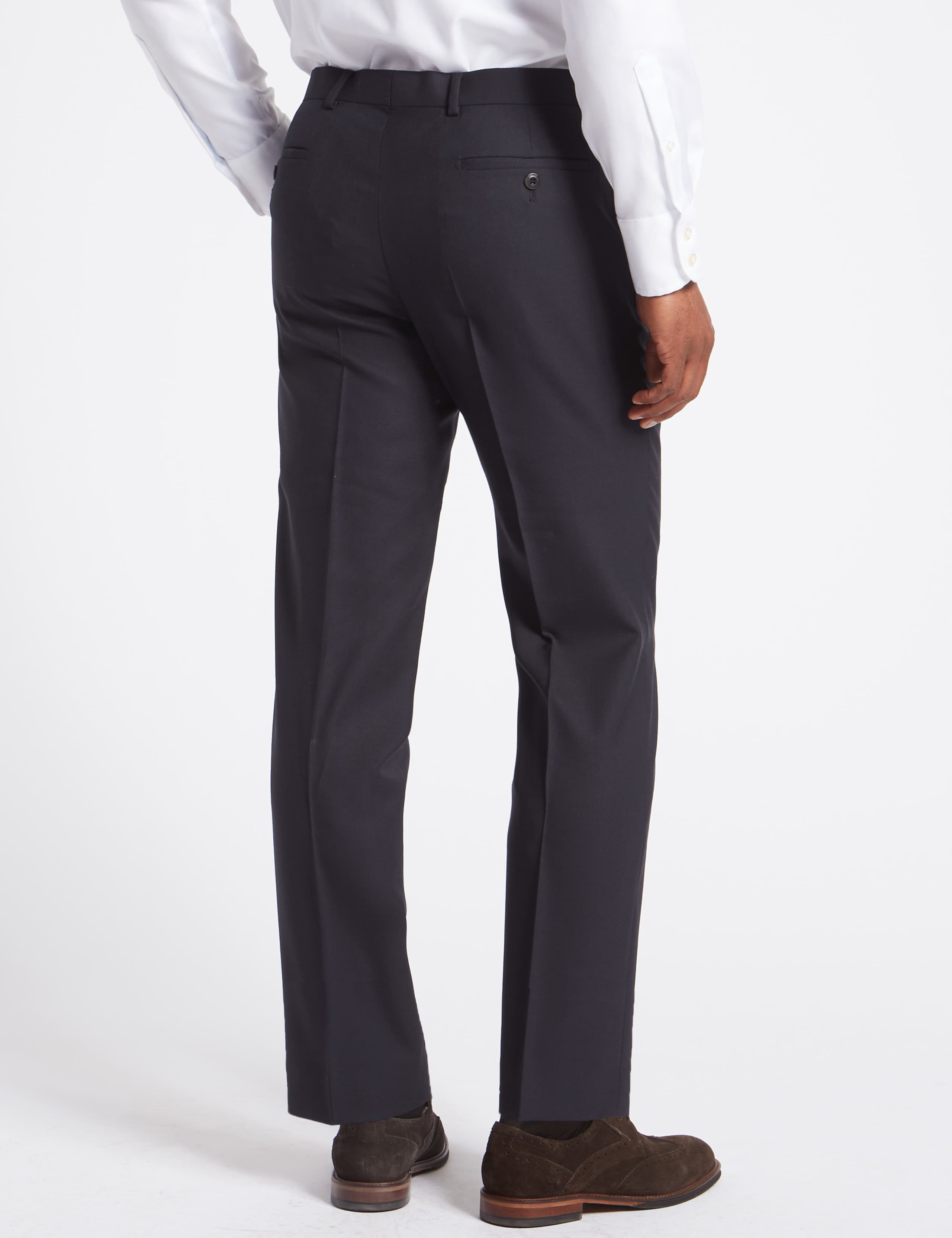Navy Tailored Fit Wool Trousers 4 of 7
