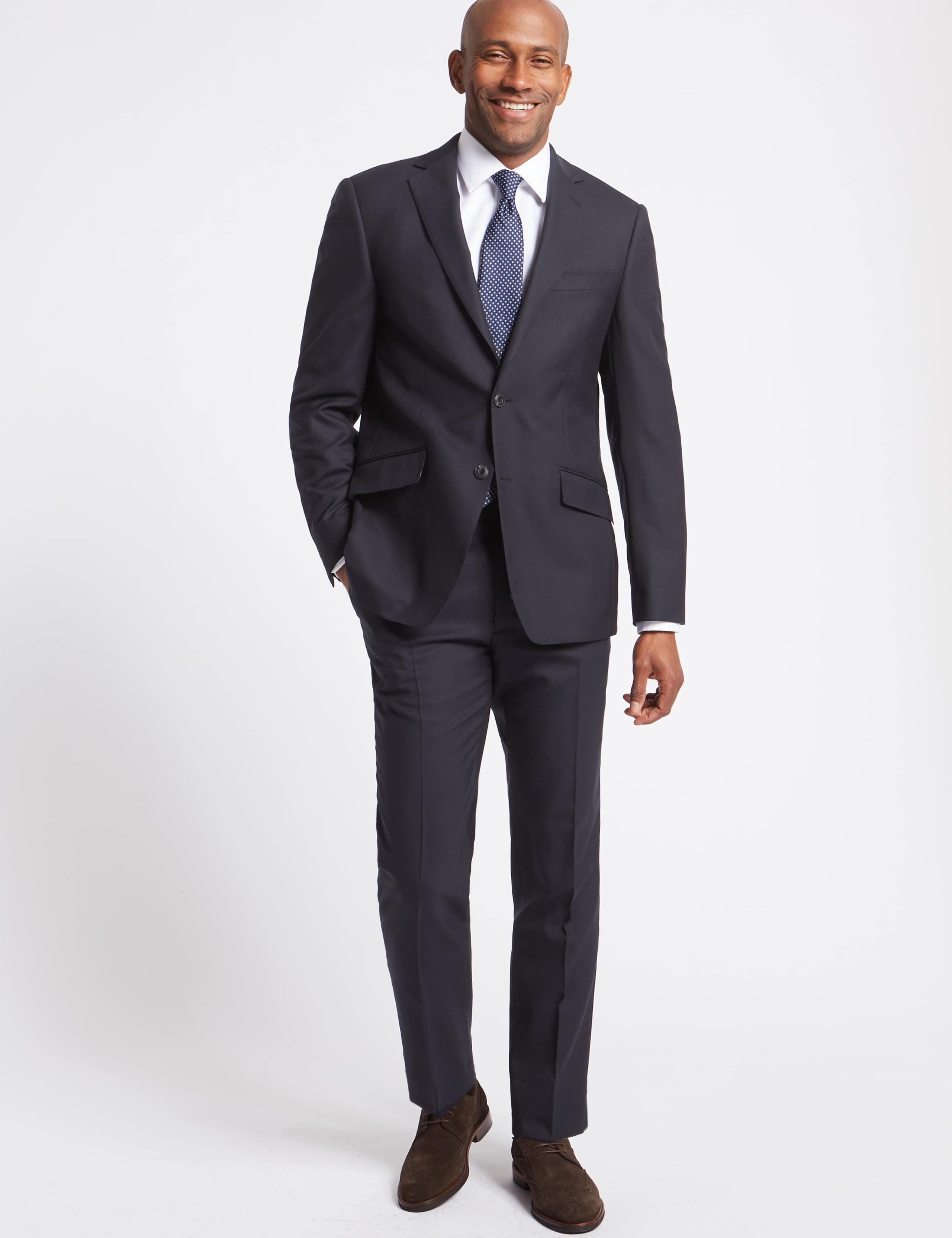 Navy Tailored Fit Wool Trousers 6 of 7