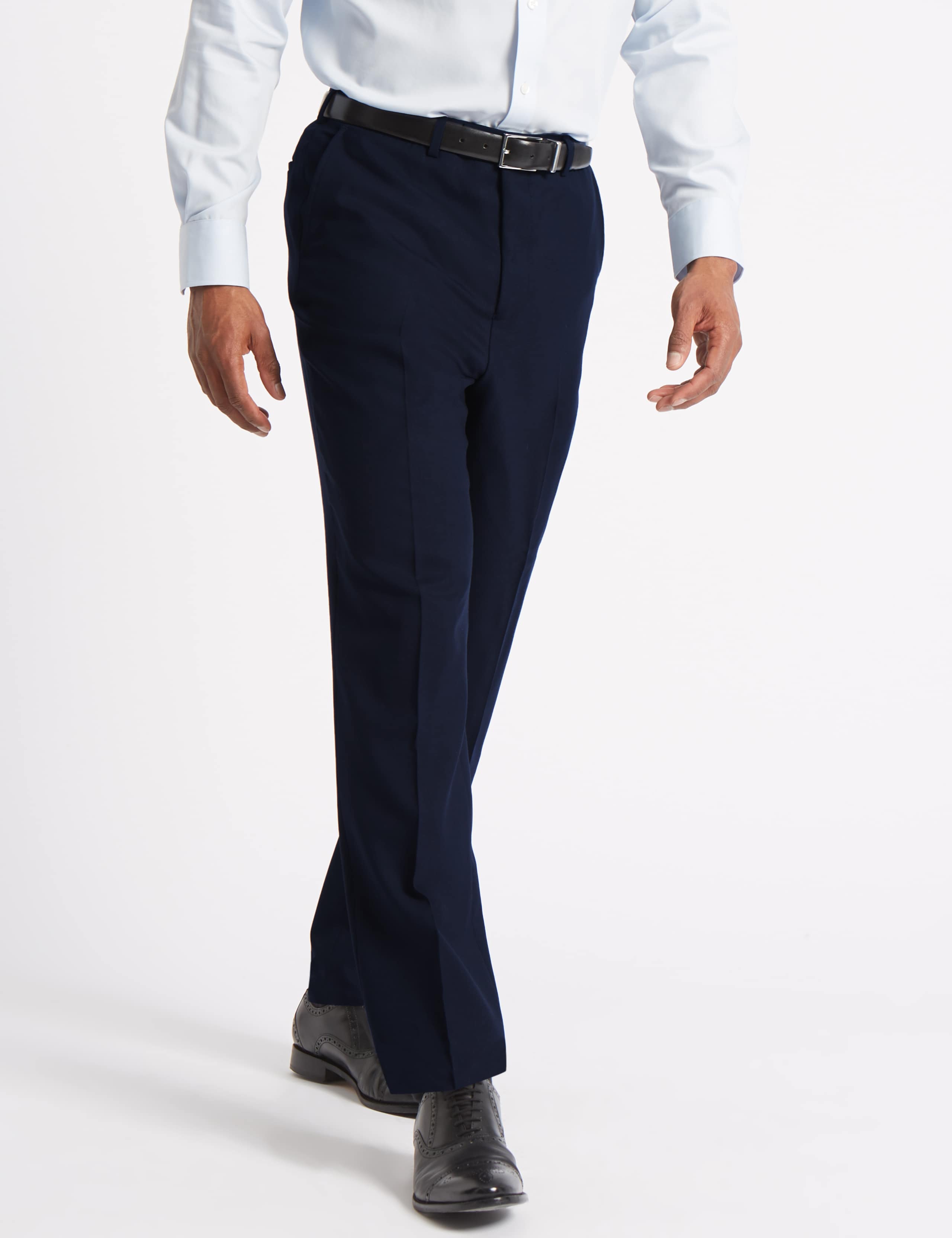 Navy Regular Fit Wool Trousers 3 of 5
