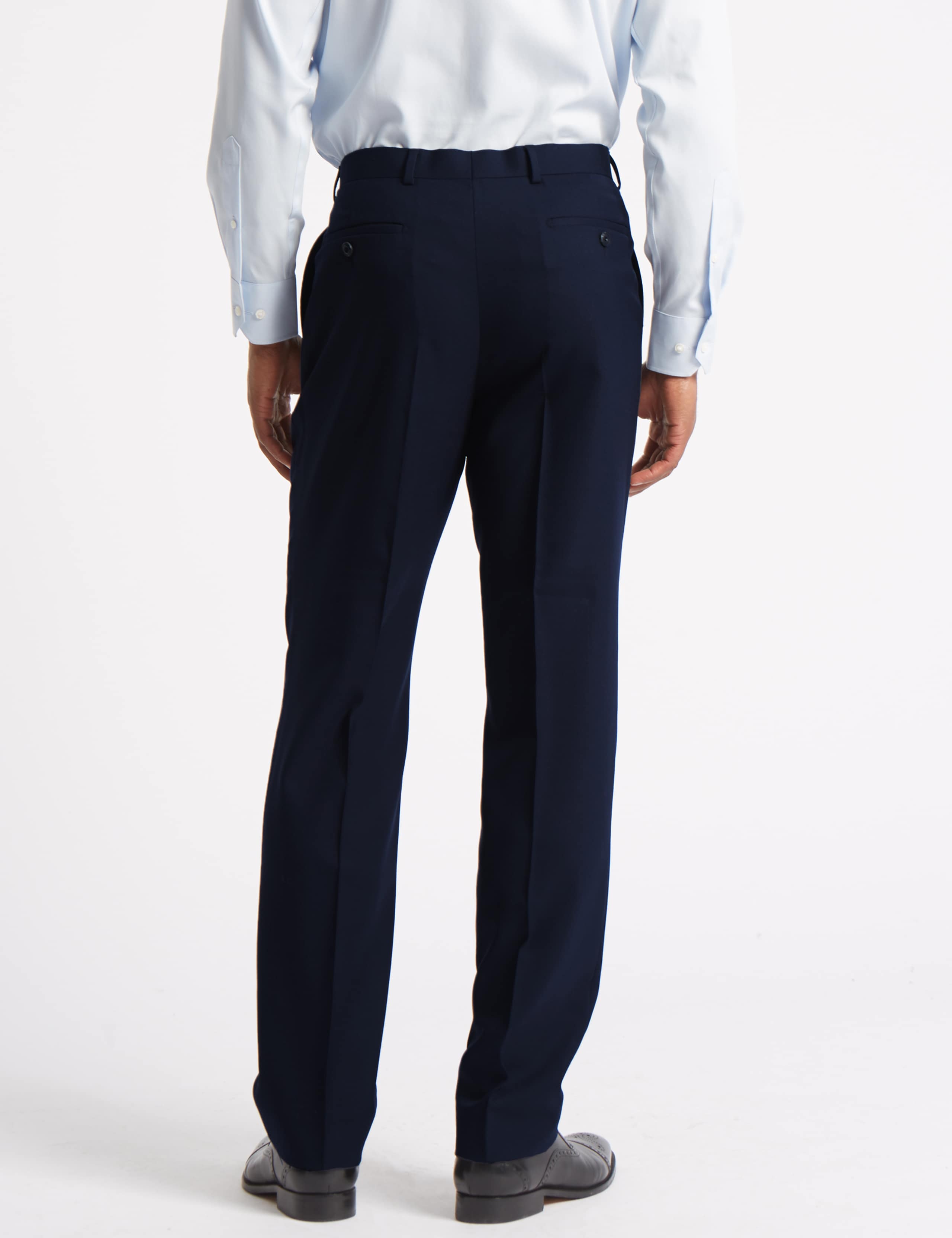 Navy Regular Fit Wool Trousers 4 of 5
