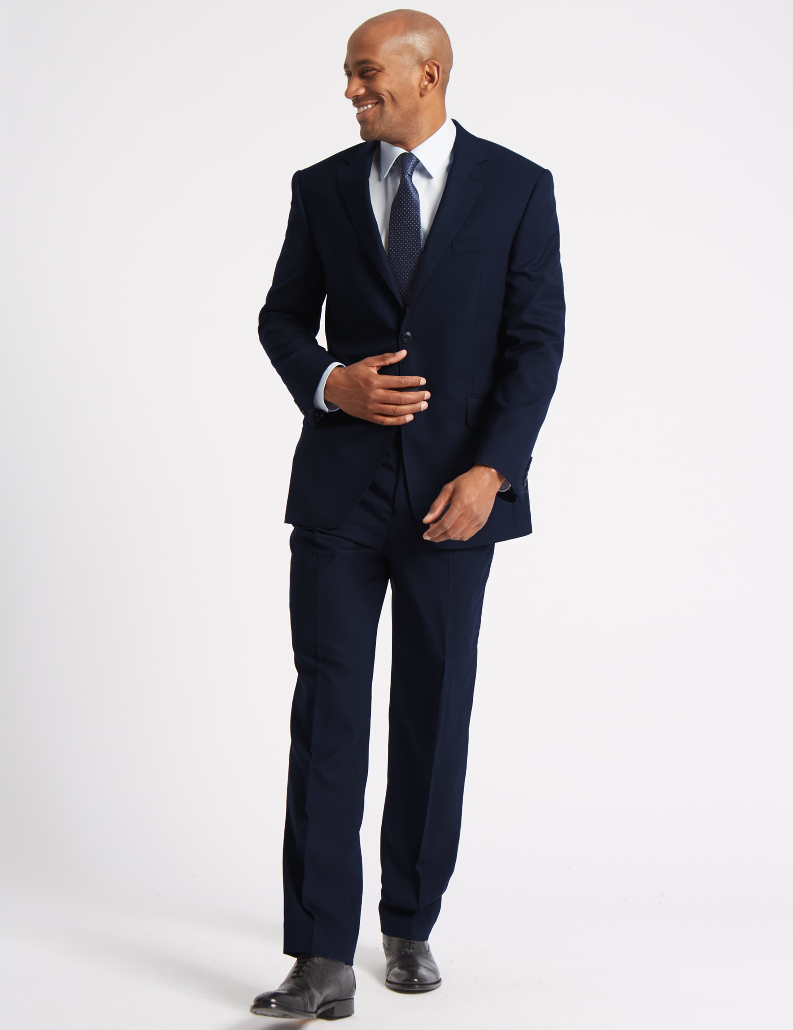 Navy Regular Fit Wool Trousers 5 of 5