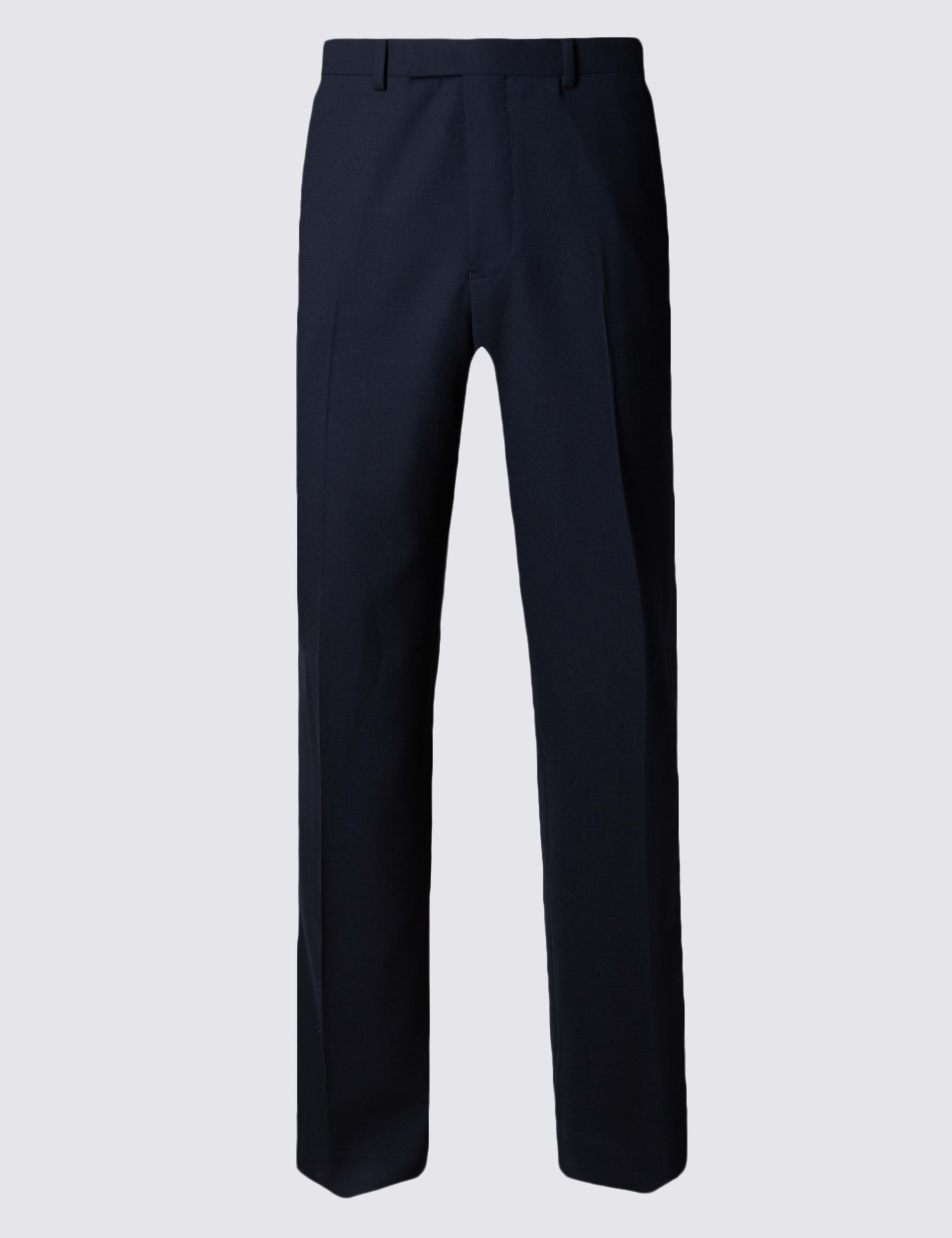 Navy Regular Fit Wool Trousers 2 of 5