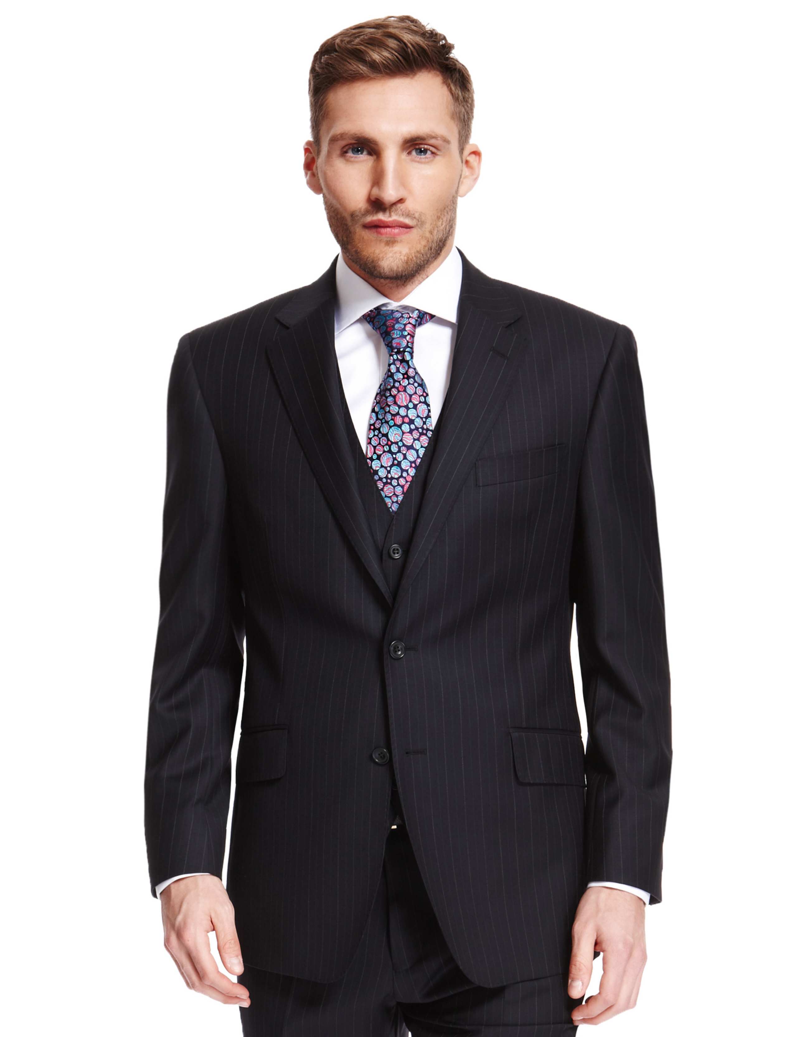 Pure New Wool 2 Button Pinstriped Jacket 3 of 9