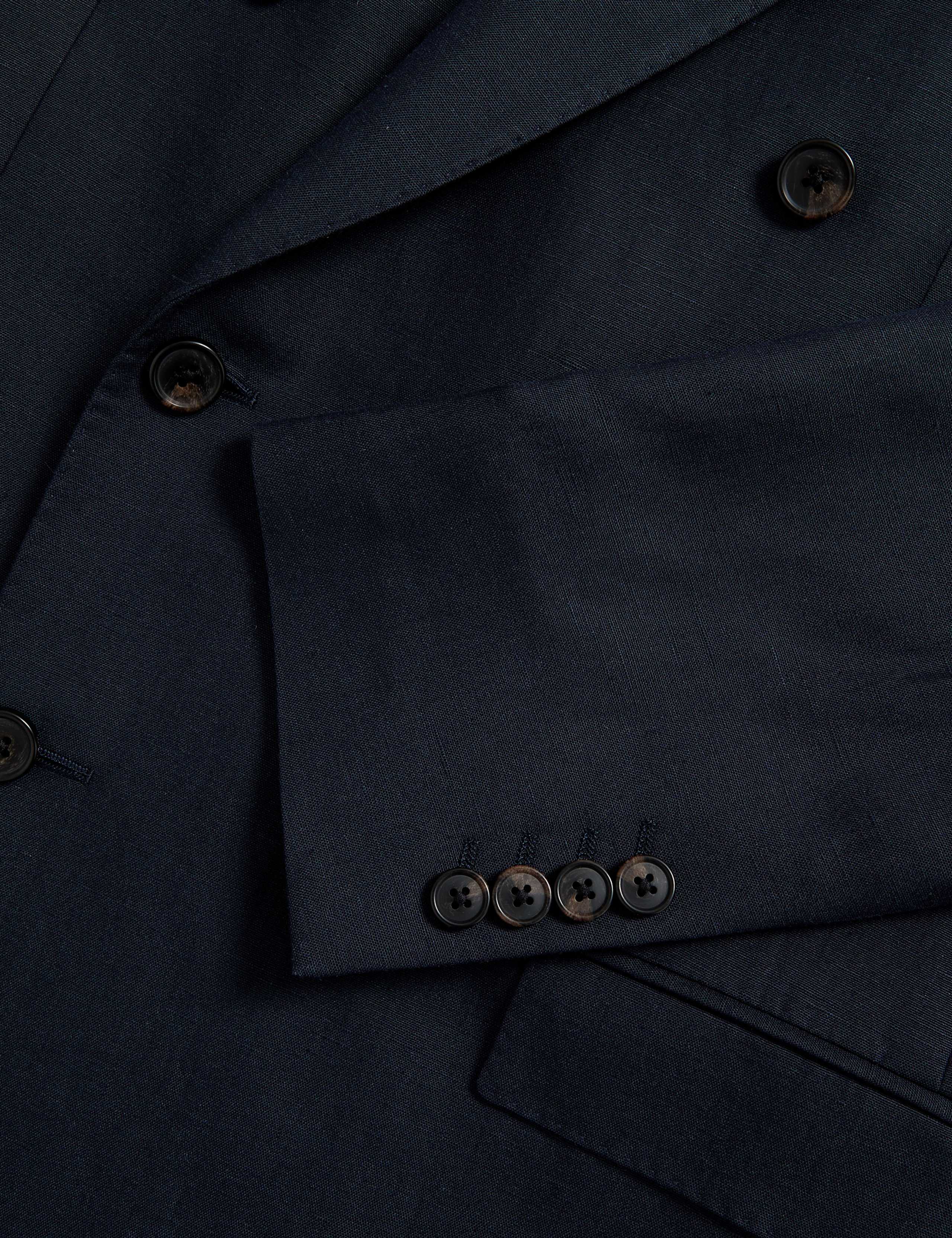 Tailored Fit Silk & Linen Blend Double Breasted Suit Jacket 3 of 9
