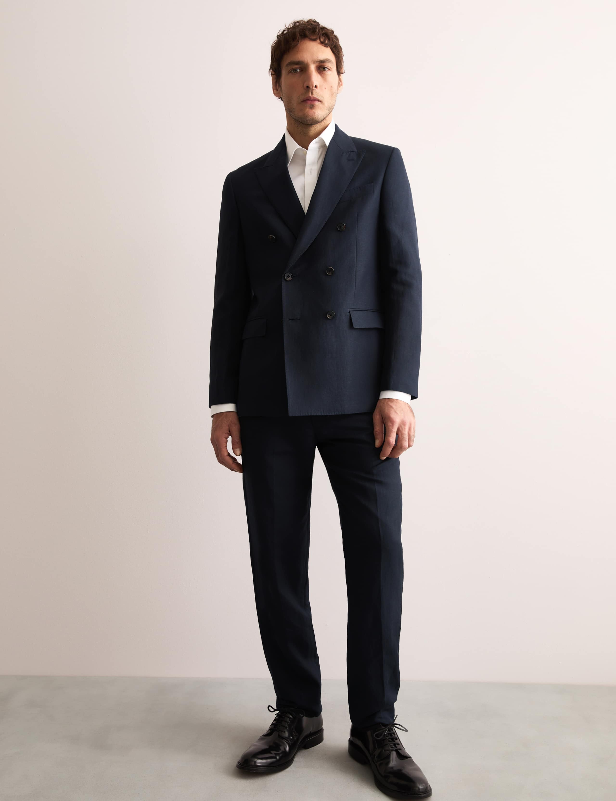 Tailored Fit Silk & Linen Blend Double Breasted Suit Jacket 5 of 9