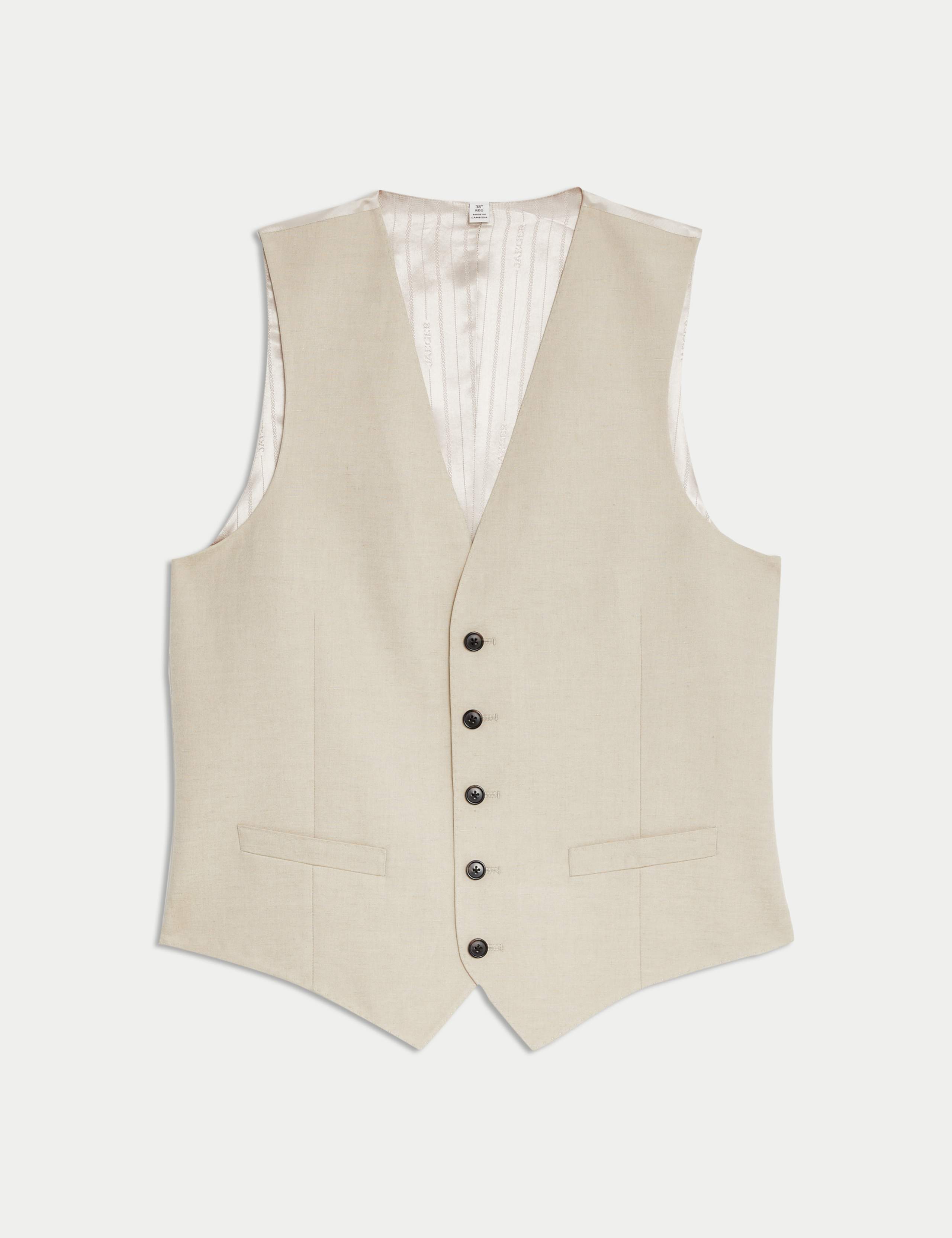 Tailored Fit Silk & Linen Blend Waistcoat 2 of 7