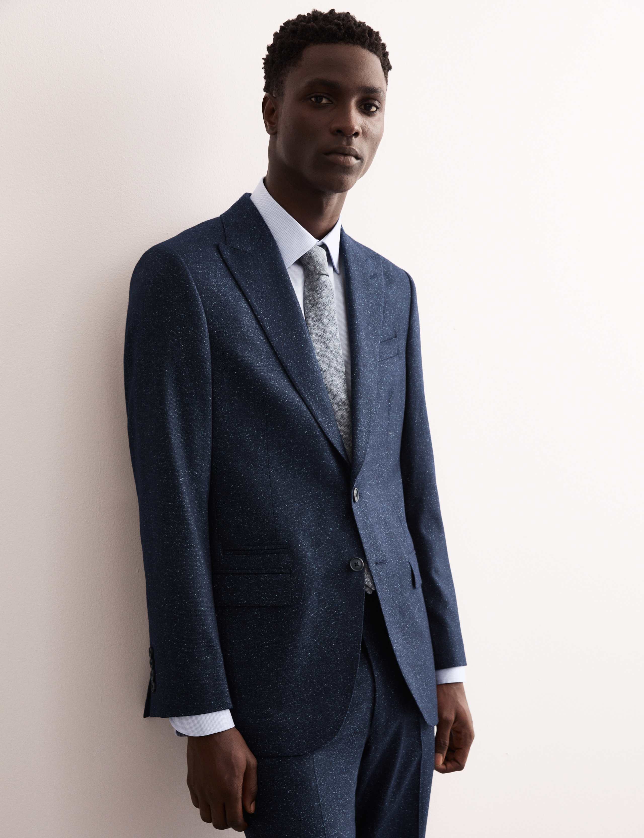 Tailored Fit Italian Wool Suit Jacket with Silk 5 of 9