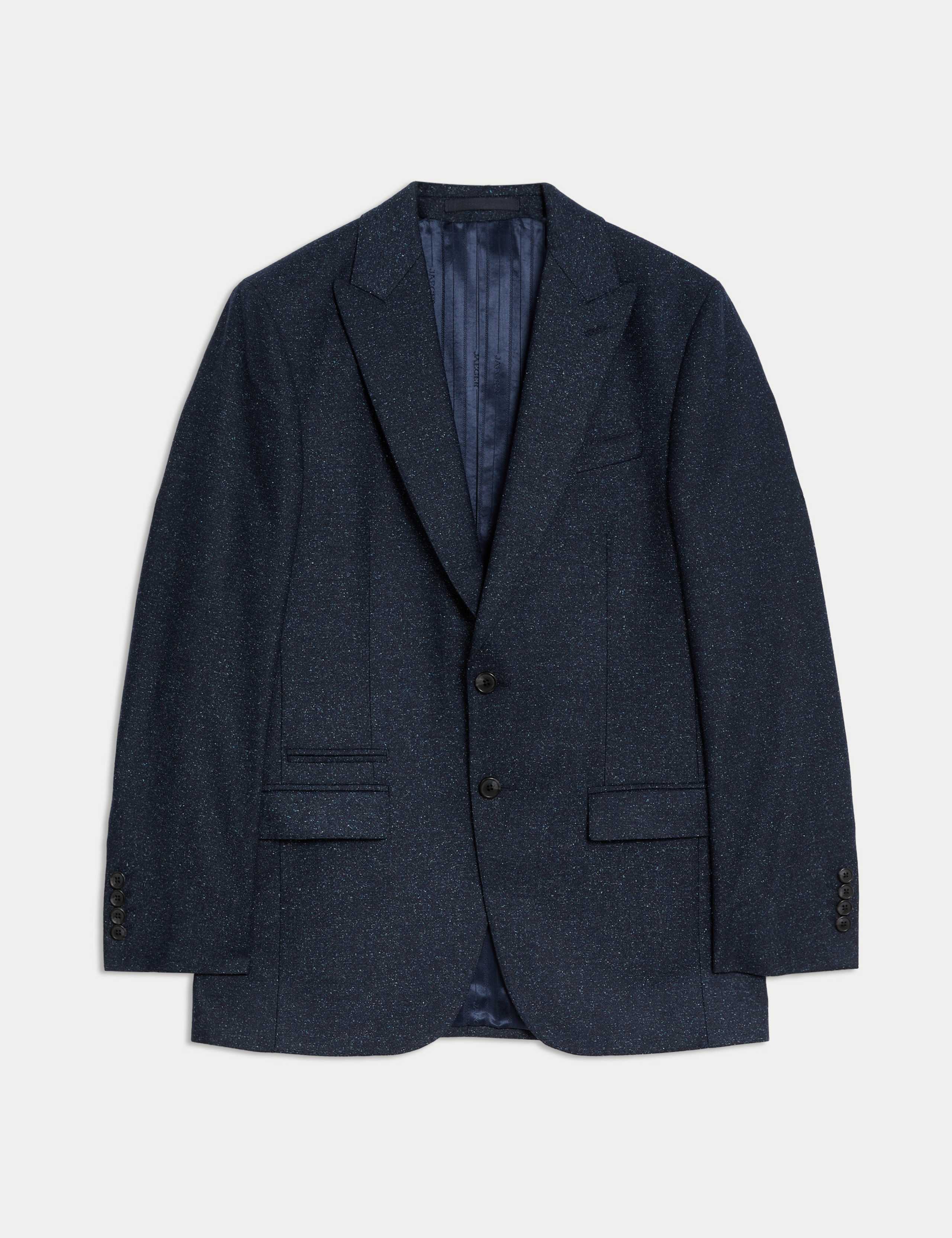 Tailored Fit Italian Wool Suit Jacket with Silk 2 of 9