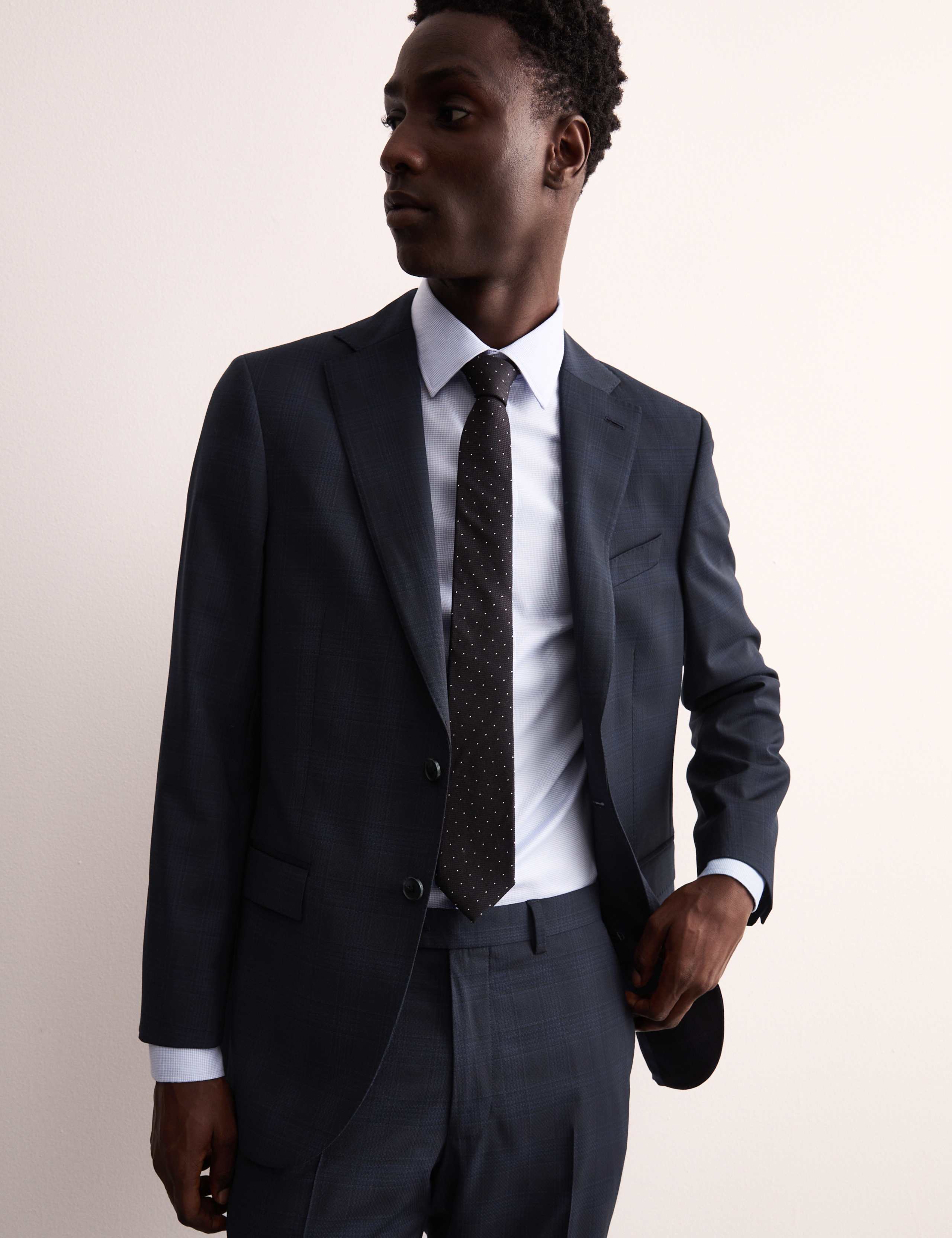 Tailored Fit Italian Wool Check Suit Jacket 1 of 8
