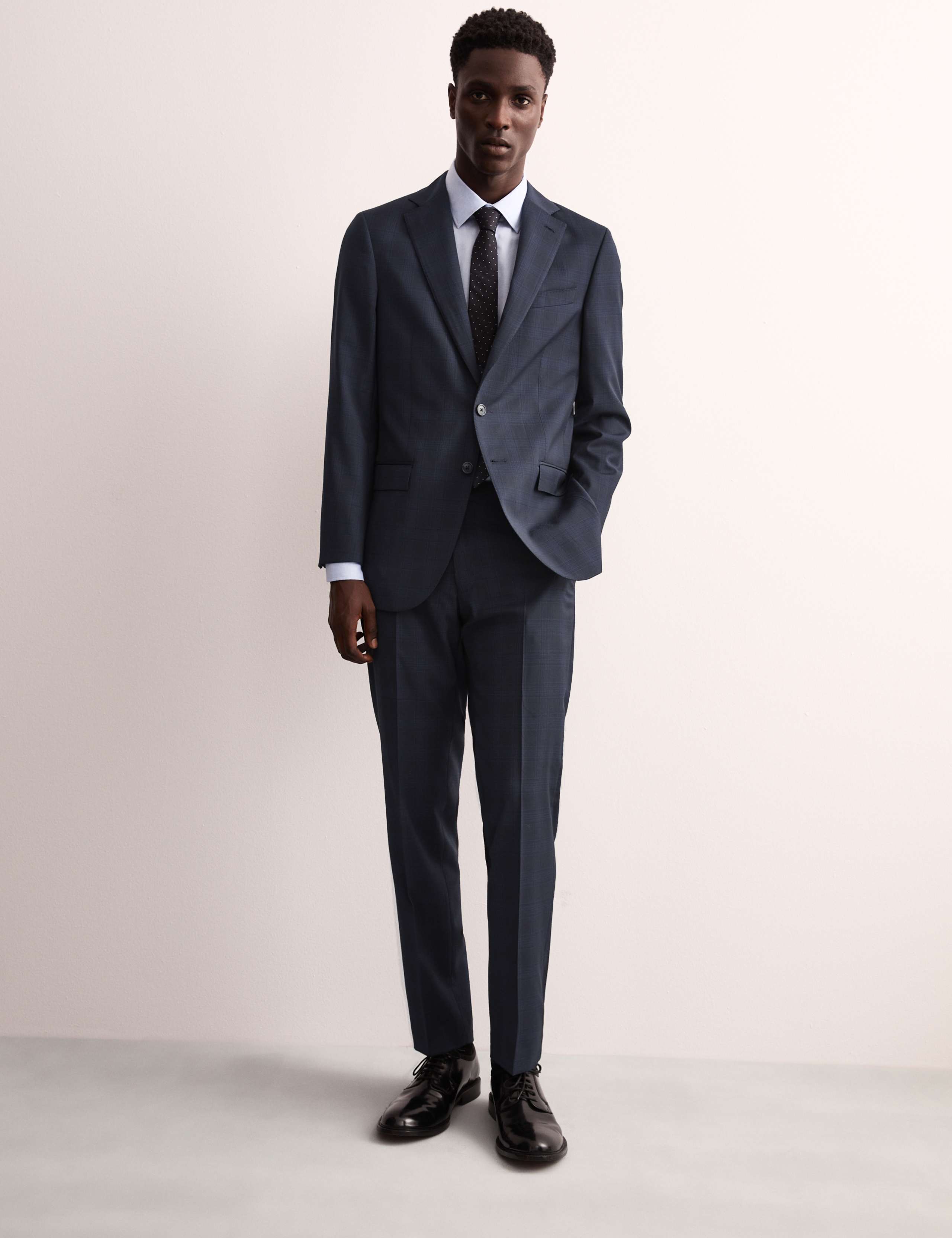 Tailored Fit Wool Rich Check Suit Trousers 7 of 8