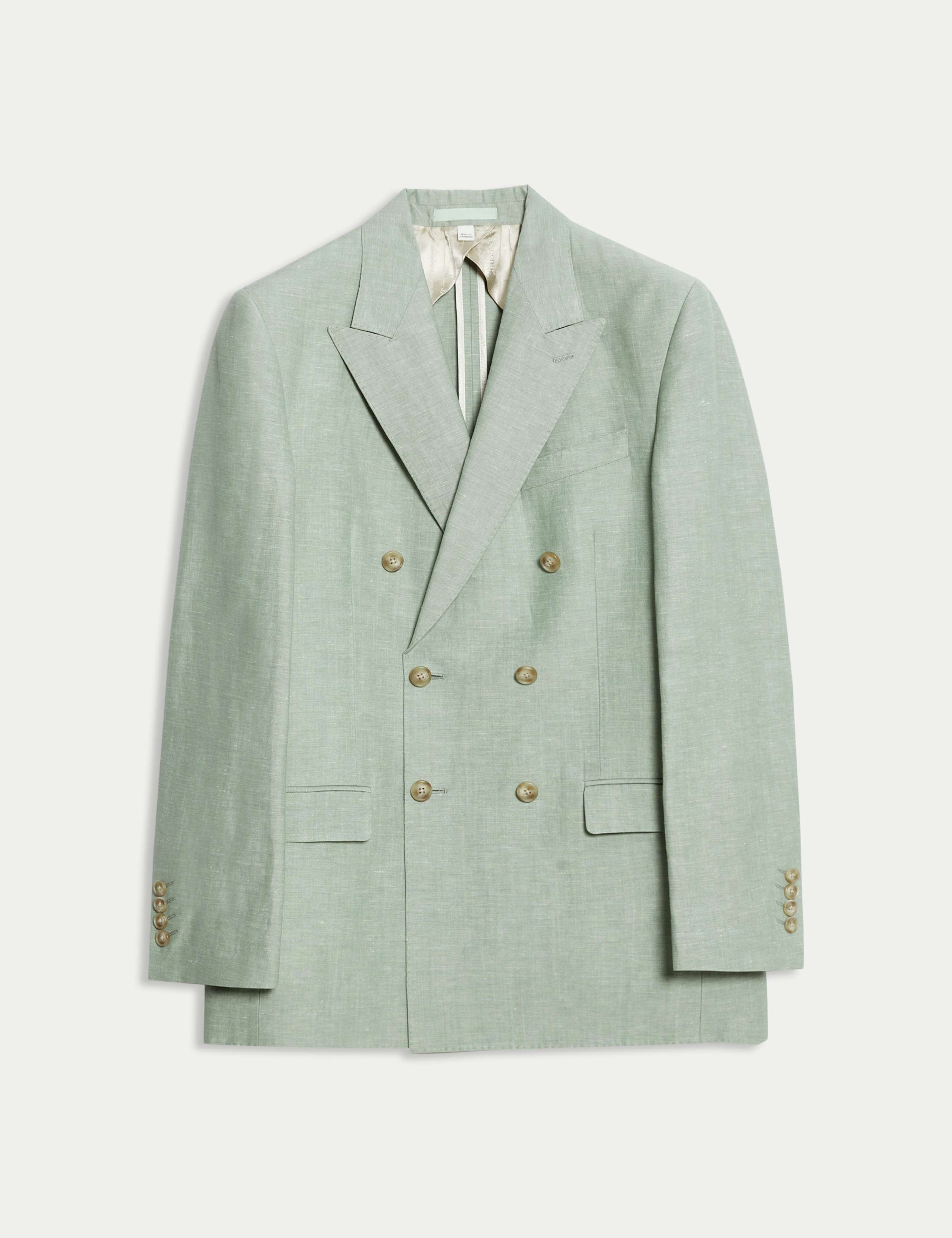 Tailored Fit Double Breasted Wool Linen Blend Jacket 2 of 8