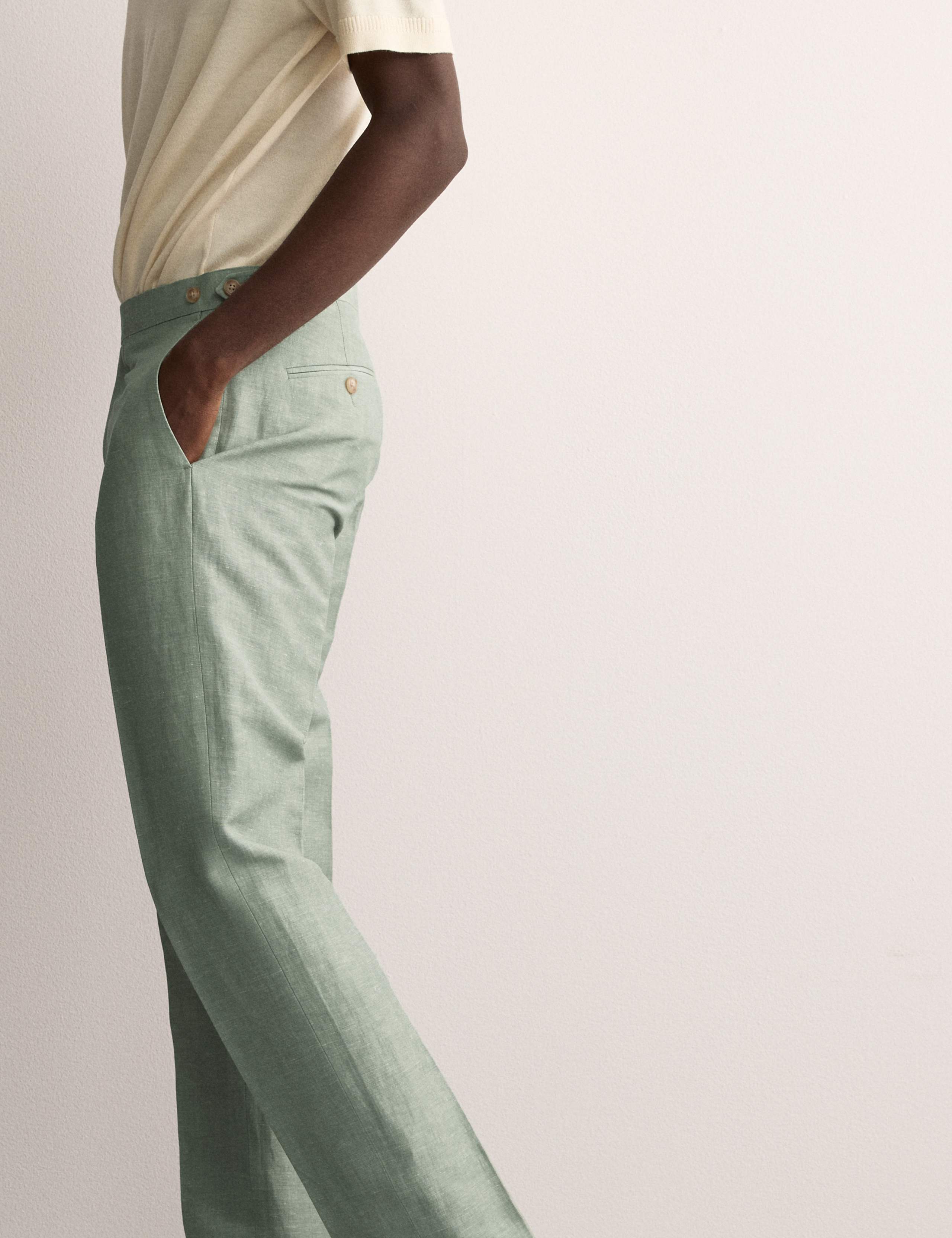 Tailored Fit Wool Linen Blend Suit Trousers 4 of 8