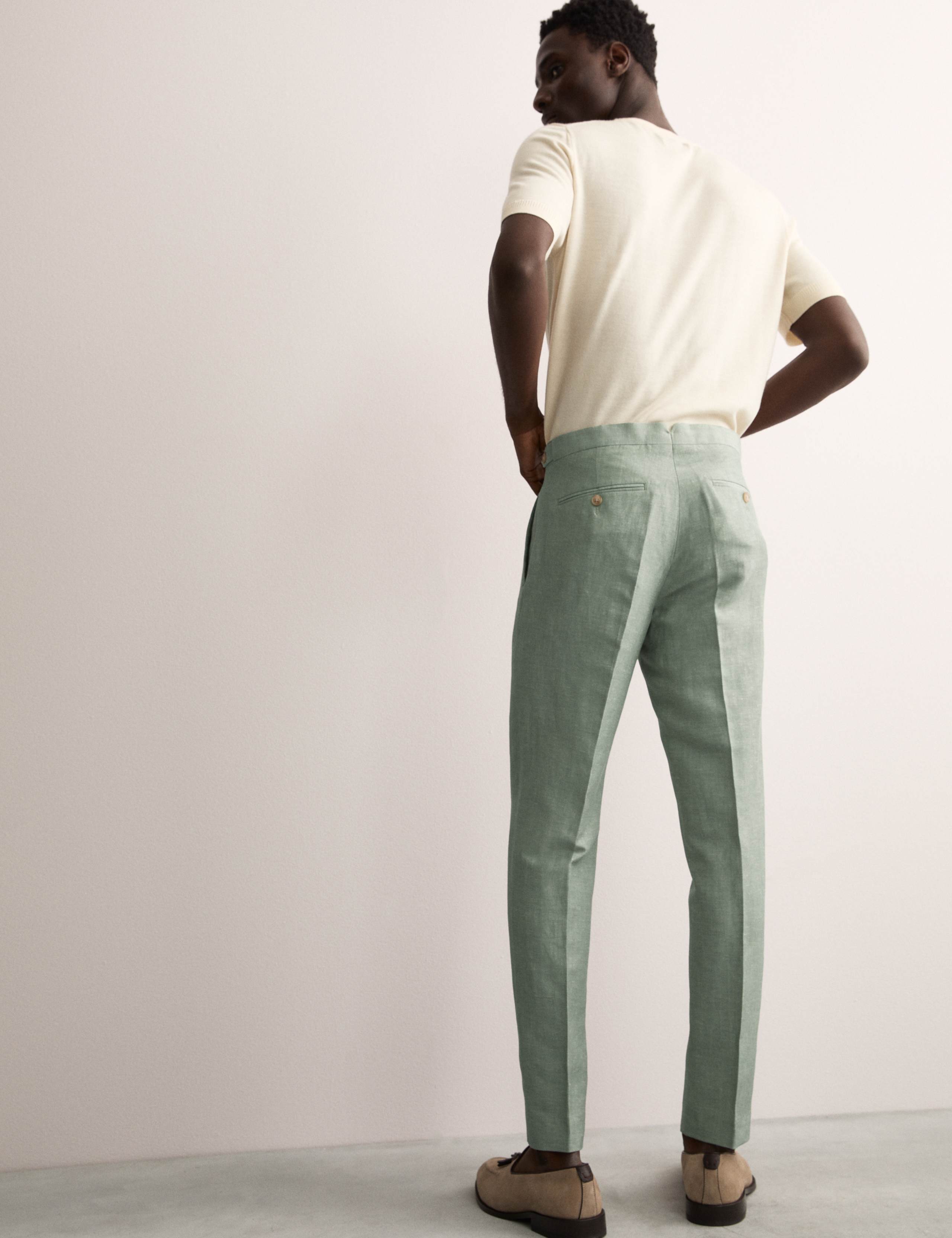 Tailored Fit Wool Linen Blend Suit Trousers 7 of 8