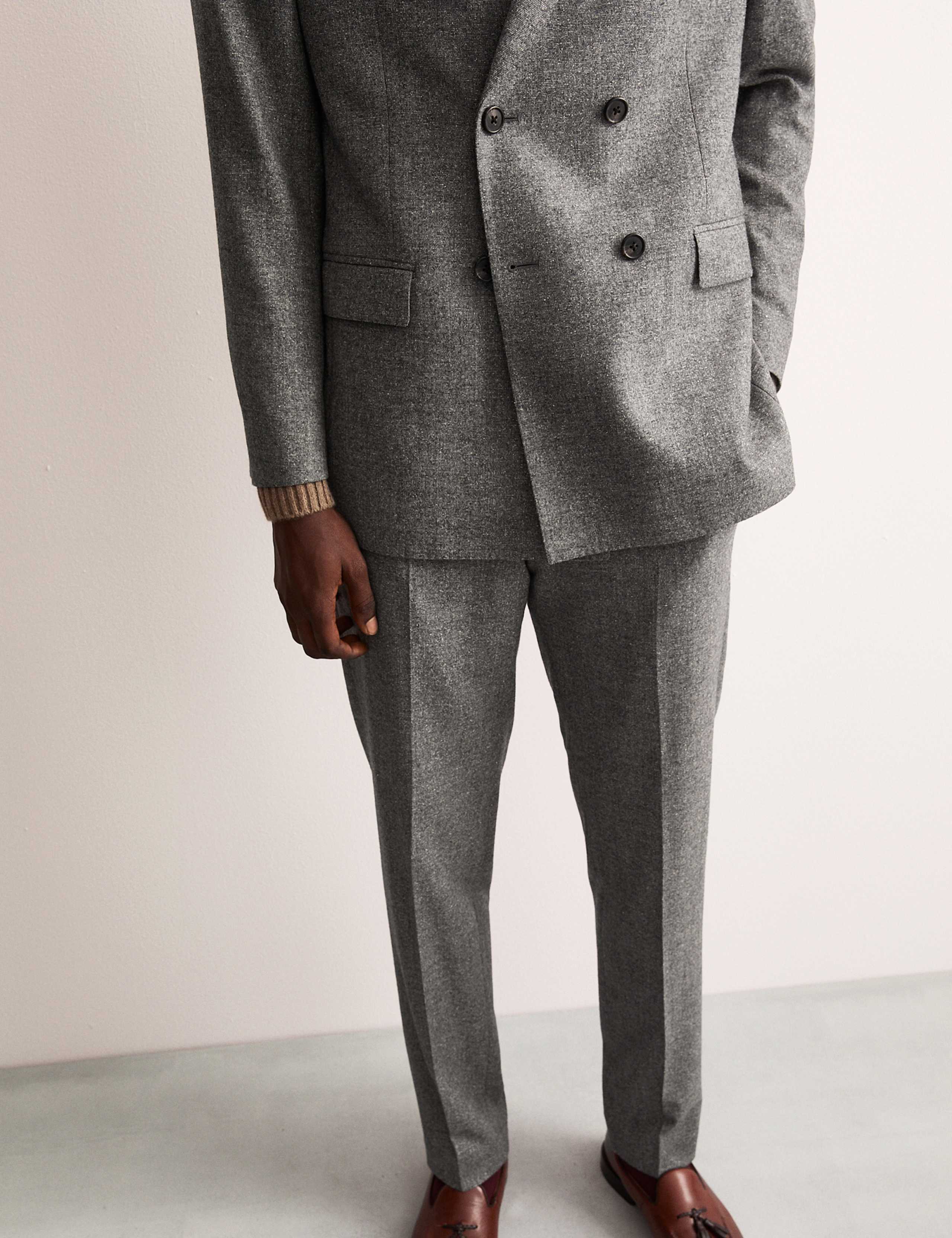 Tailored Fit Italian Wool Rich Suit Trousers with Silk 6 of 8