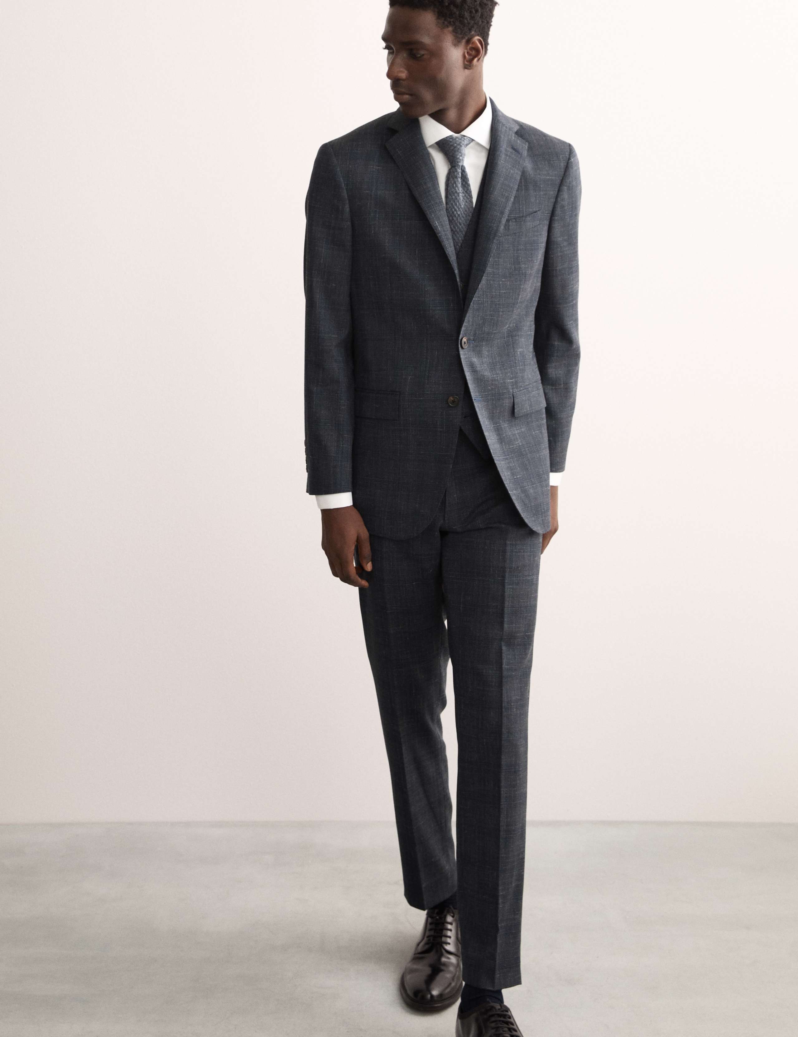 Italian Wool Rich Silk Linen Check Jacket 4 of 9