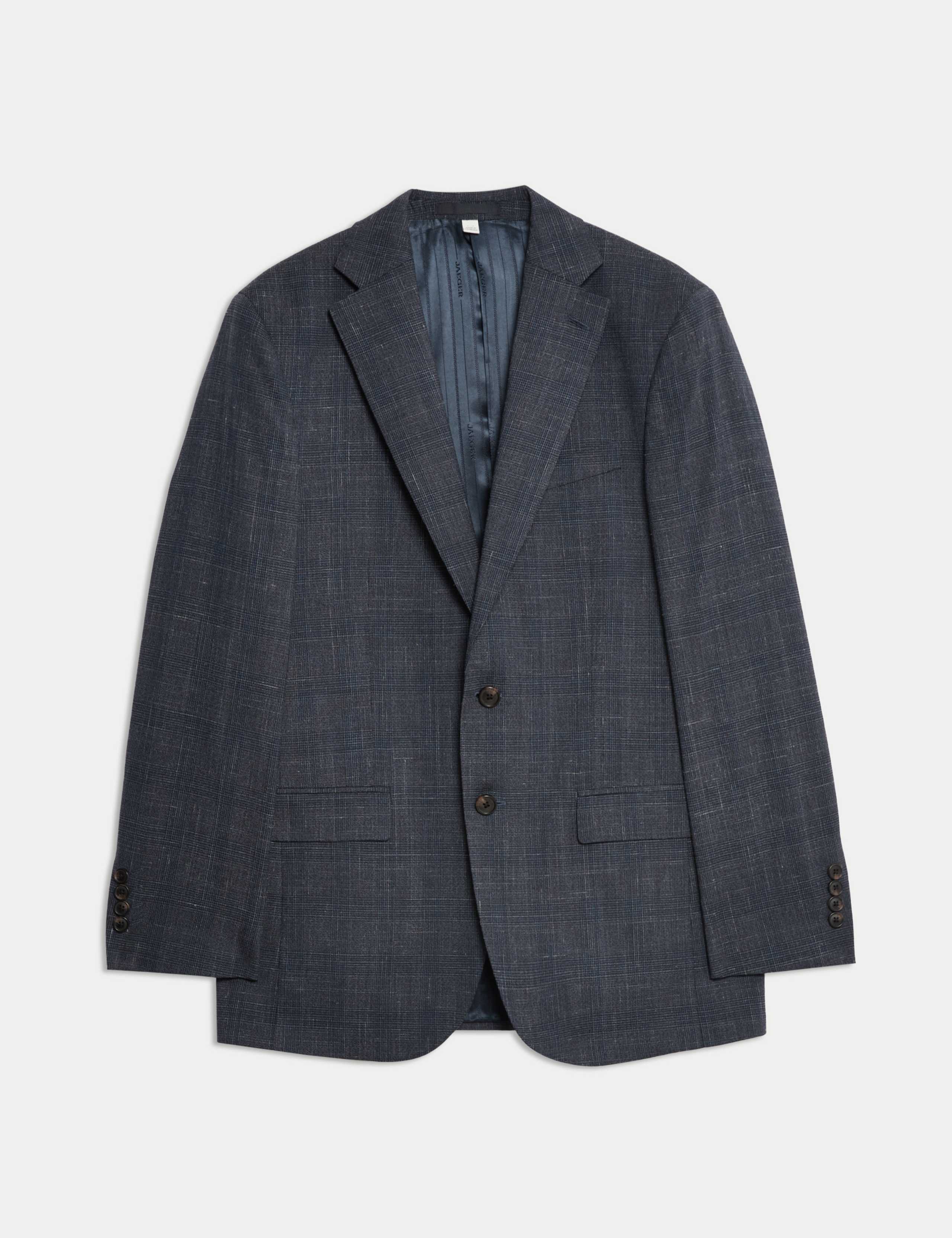 Italian Wool Rich Silk Linen Check Jacket 2 of 9