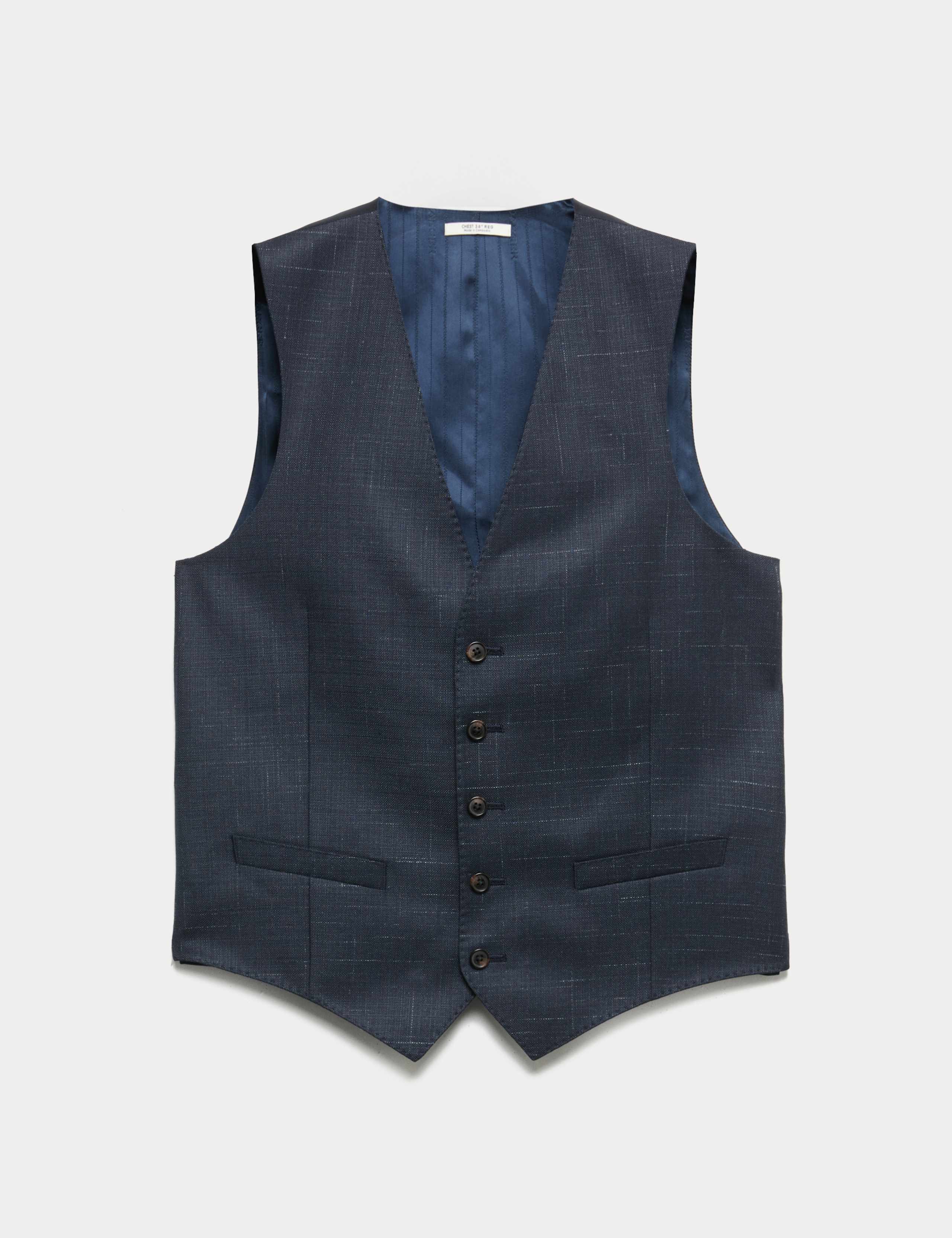 Tailored Fit Wool Rich Textured Waistcoat 2 of 6