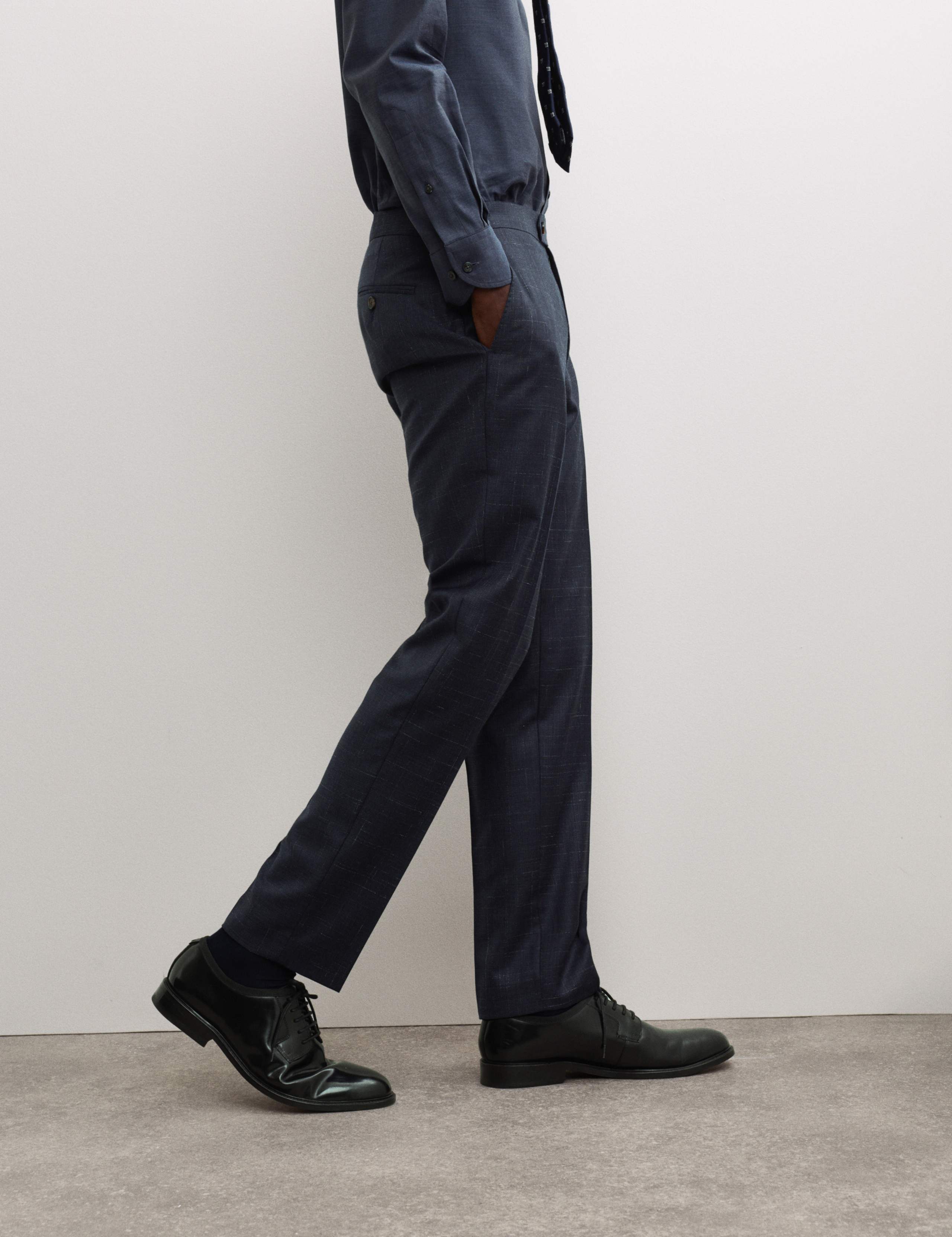 Tailored Fit Wool Rich Flat Front Trousers 8 of 8