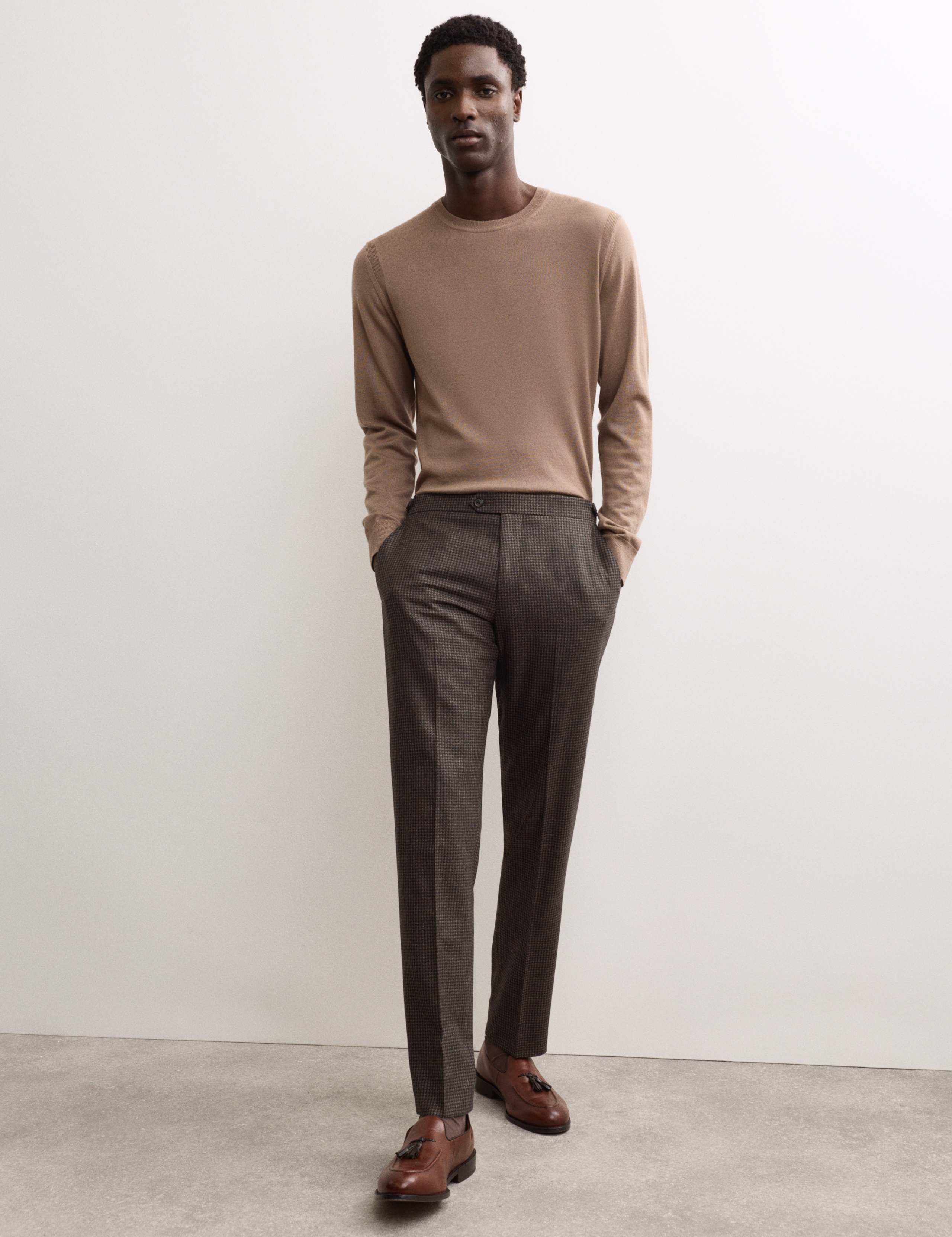 Wool Rich Melange Trousers with Silk 1 of 6