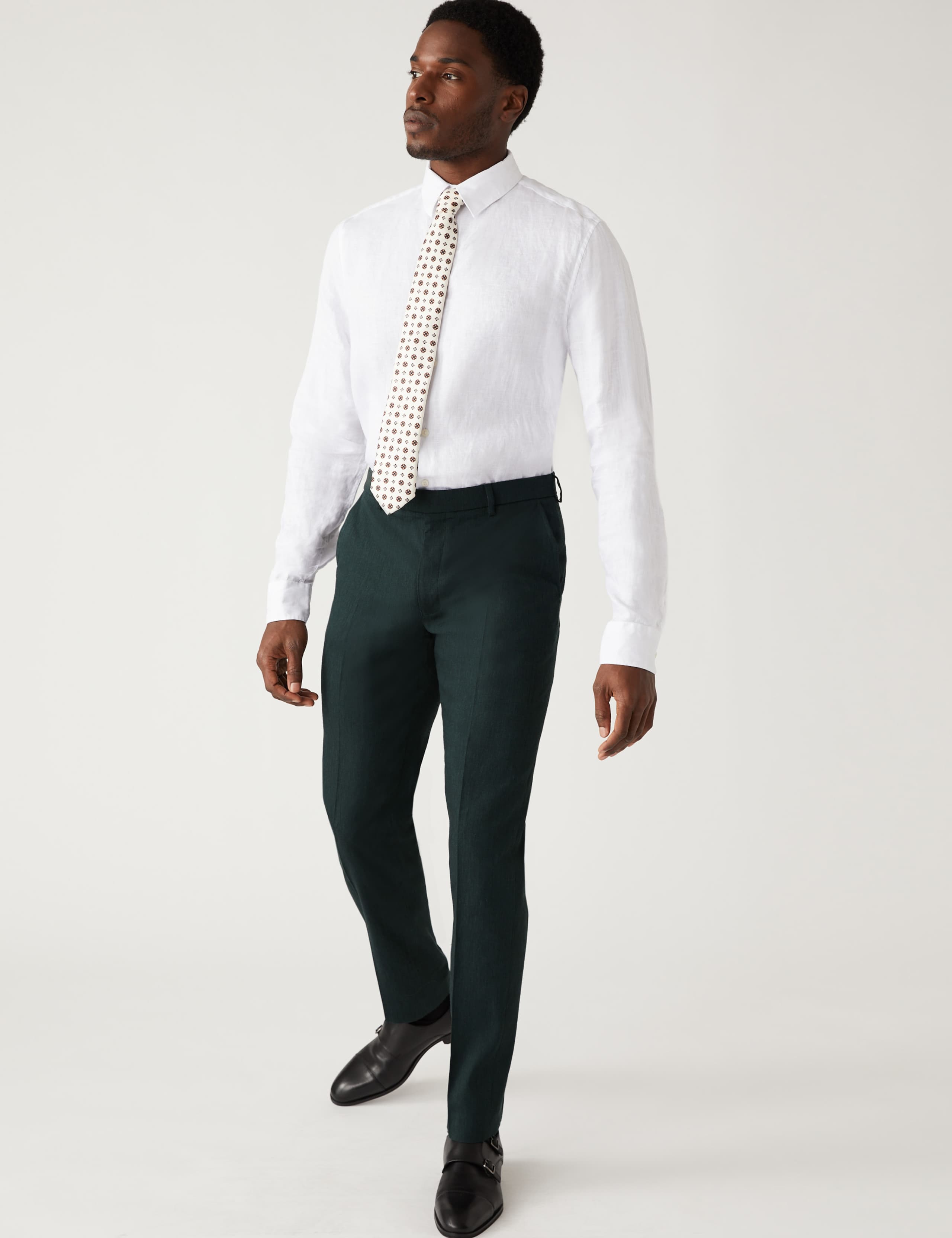 Tailored Fit Italian Performance Linen Suit Trousers 1 of 7
