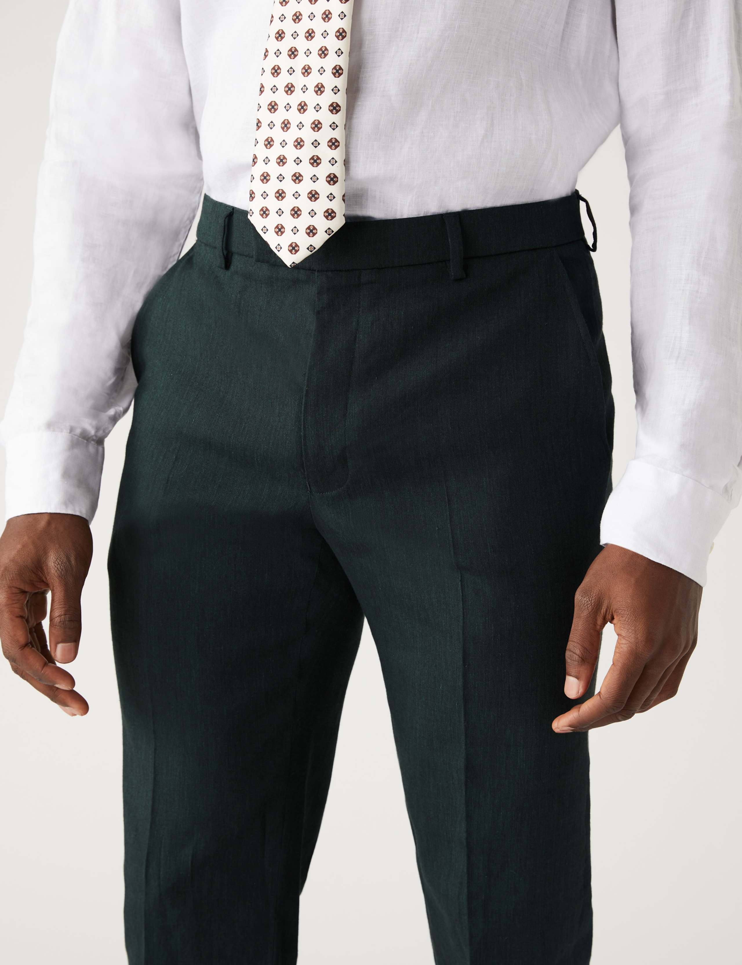 Tailored Fit Italian Performance Linen Suit Trousers 4 of 7