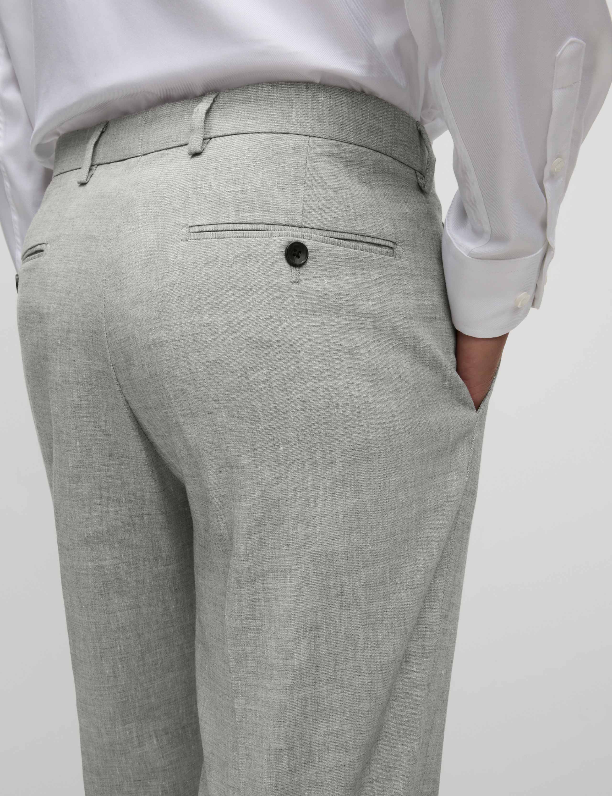 Tailored Fit Italian Performance Linen Suit Trousers 4 of 7