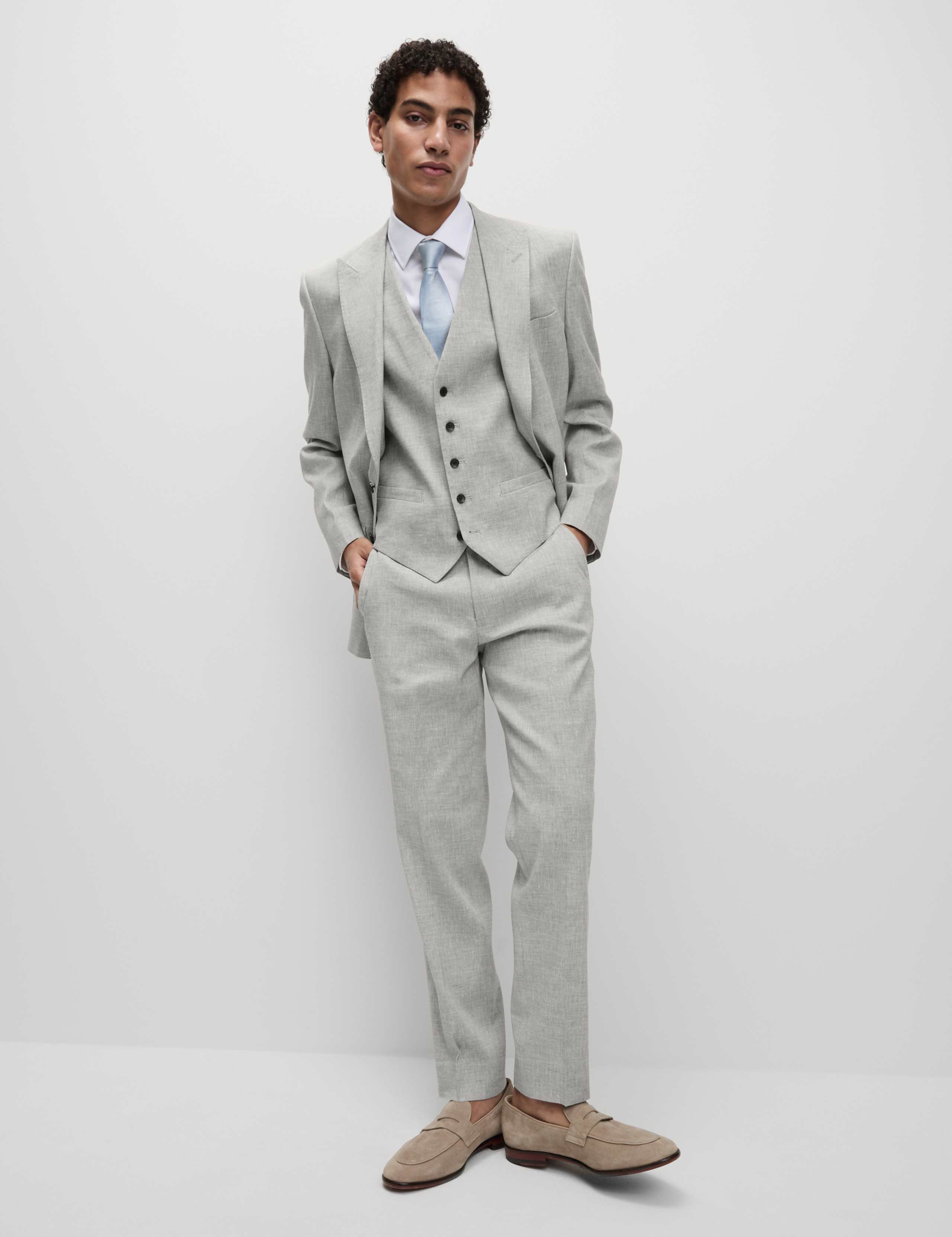 Tailored Fit Italian Performance Linen Suit Trousers 5 of 7