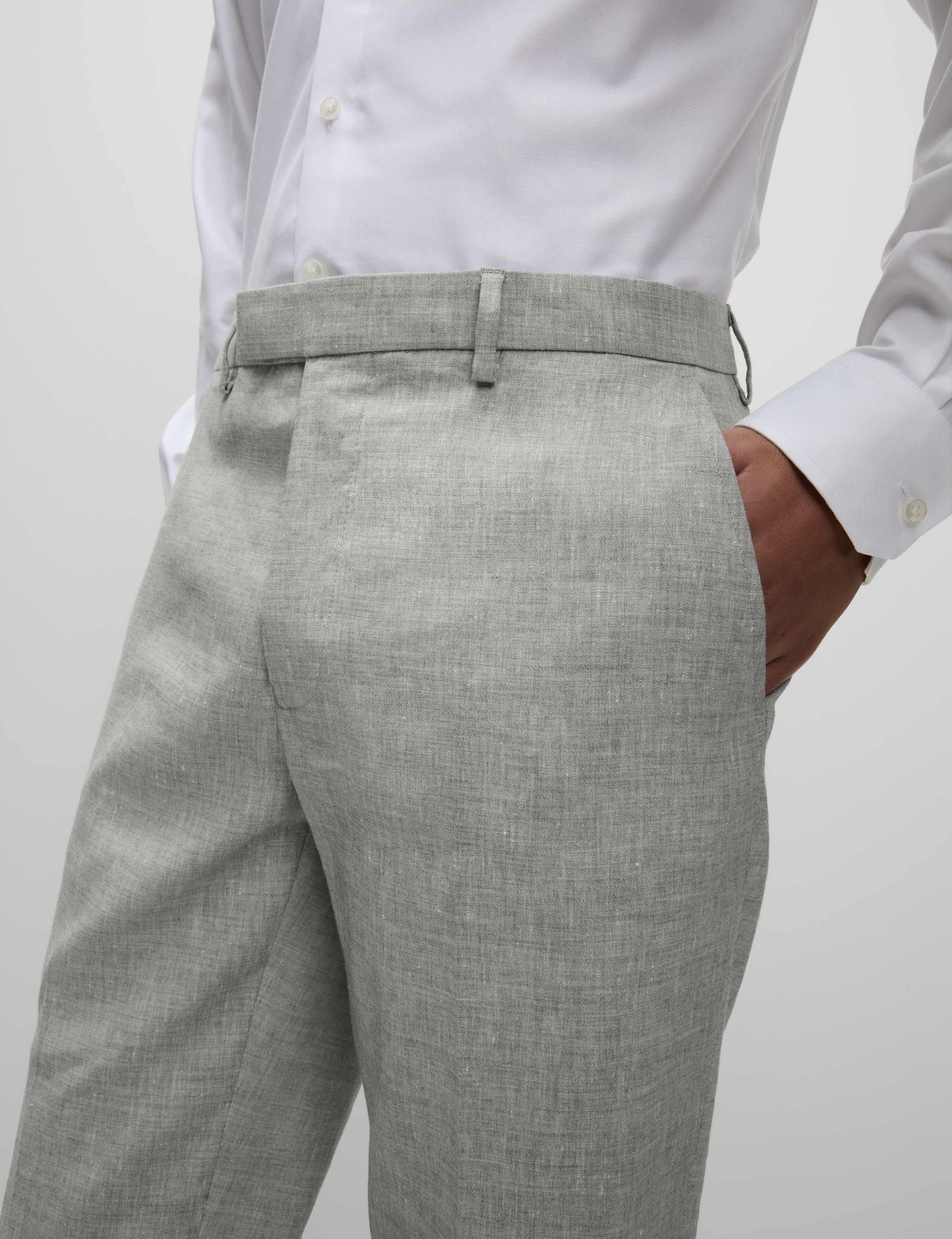 Tailored Fit Italian Performance Linen Suit Trousers 6 of 7