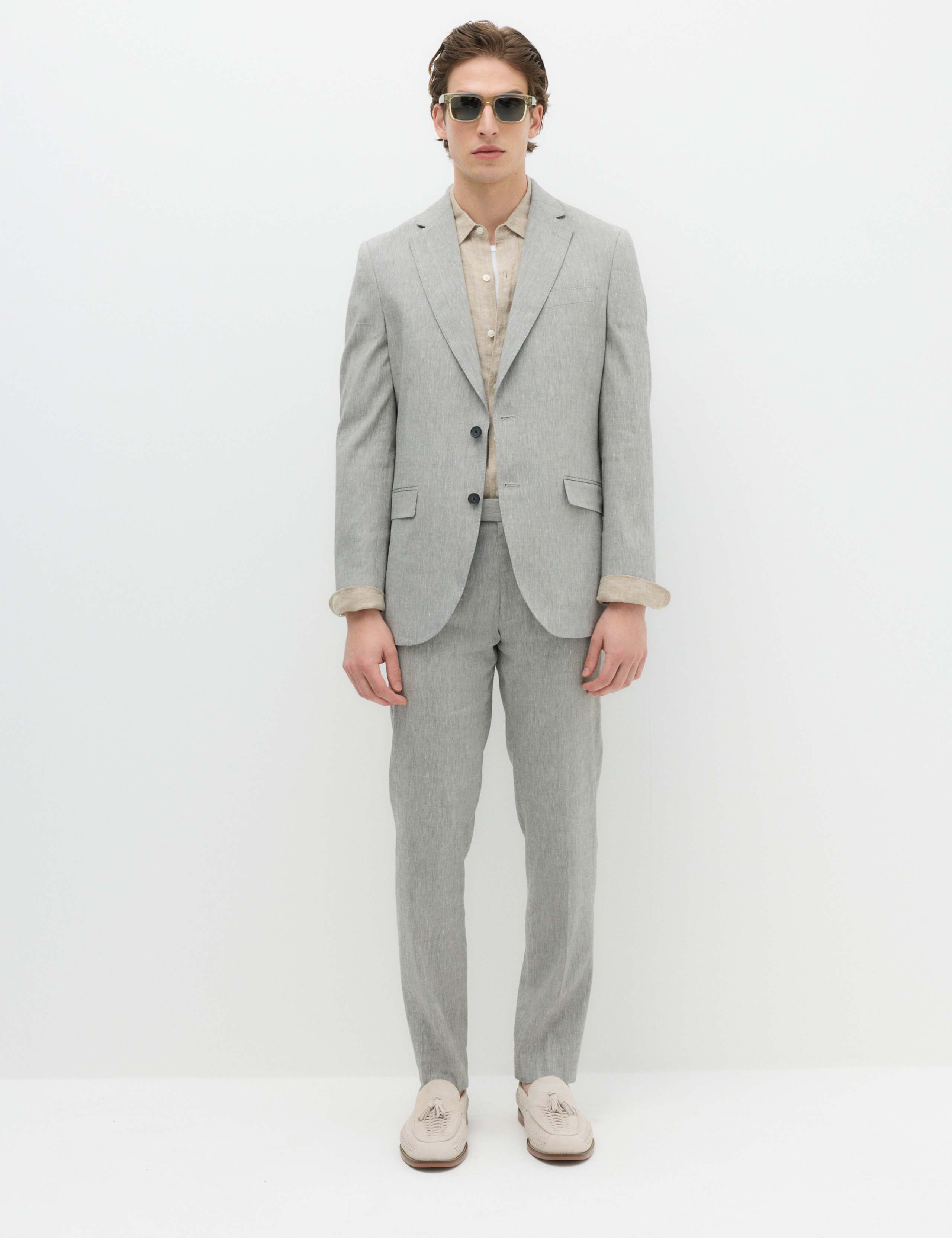 Tailored Fit Italian Performance Linen Blend Suit Jacket 3 of 7