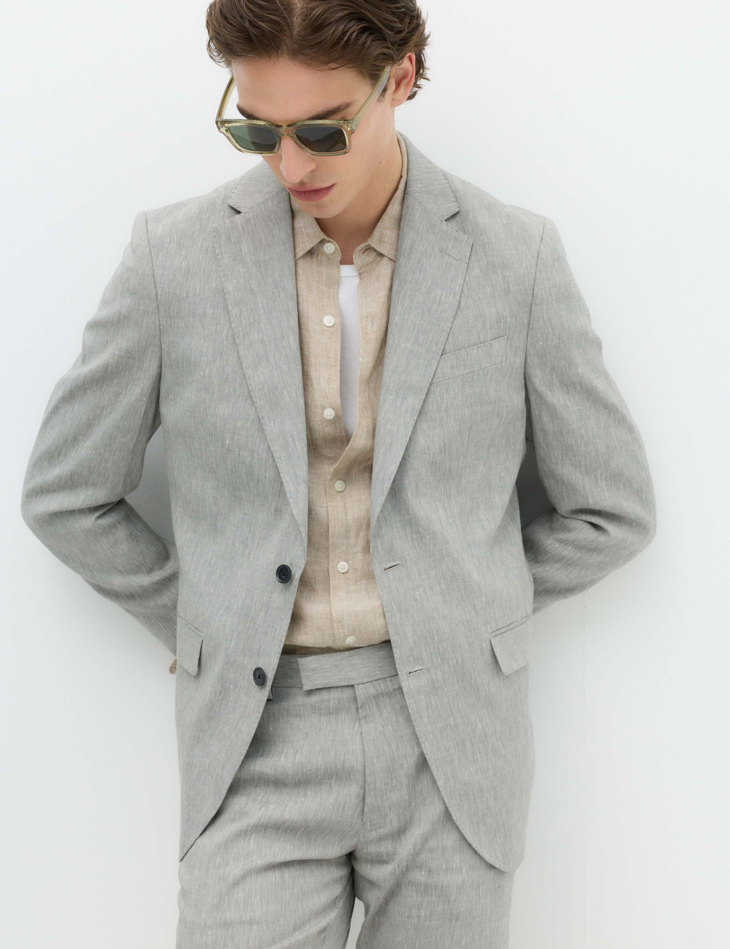 Tailored Fit Italian Performance Linen Blend Suit Jacket 7 of 7