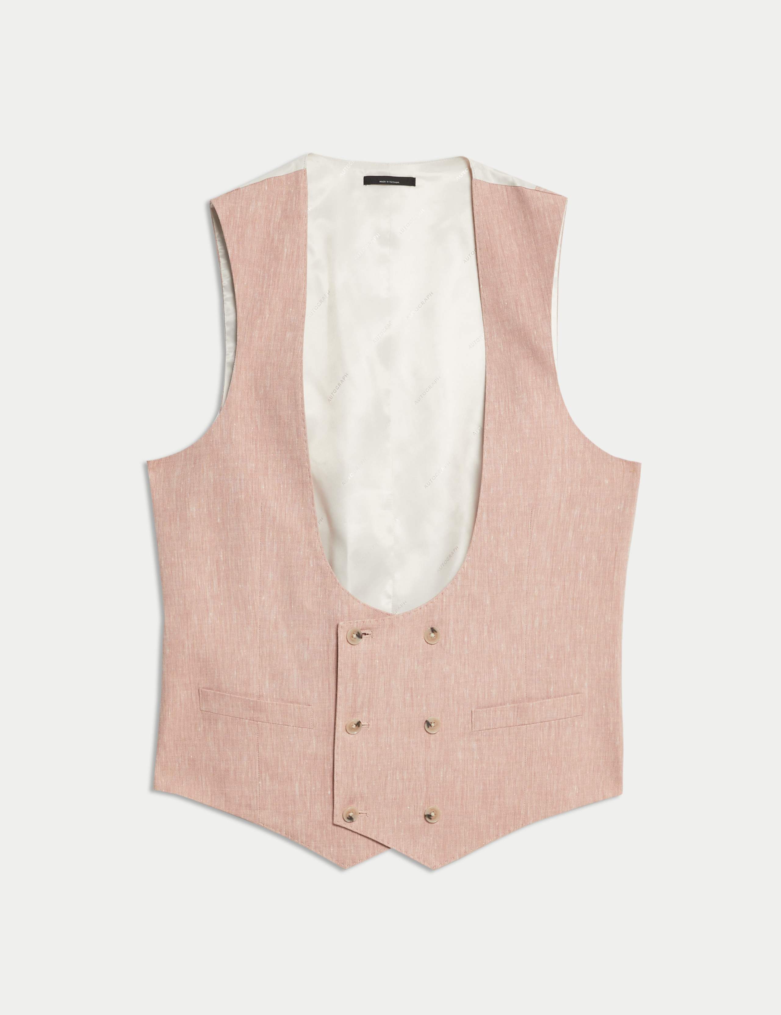 Italian Performance Linen Blend Double Breasted Waistcoat 2 of 5