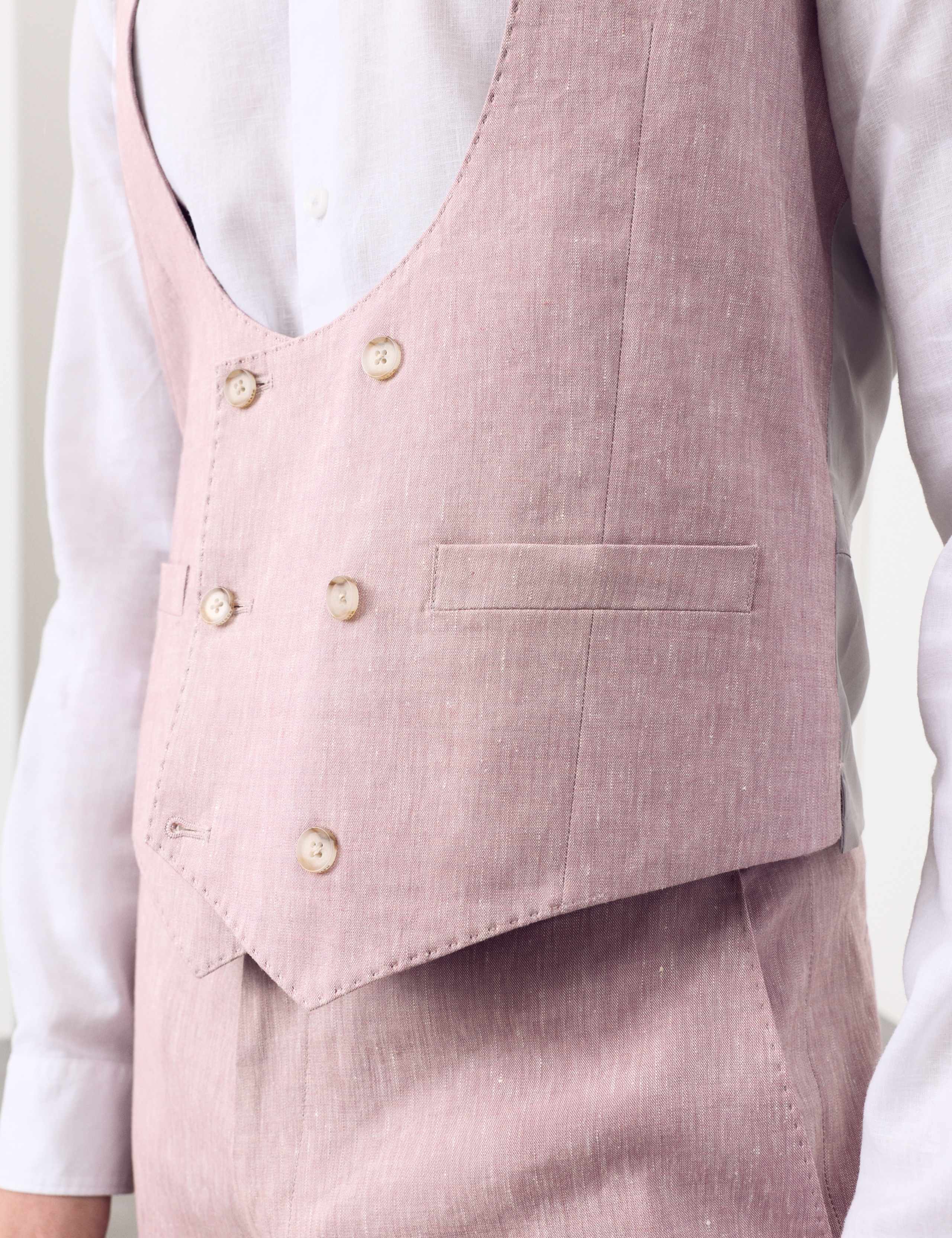Italian Performance Linen Blend Double Breasted Waistcoat 3 of 7
