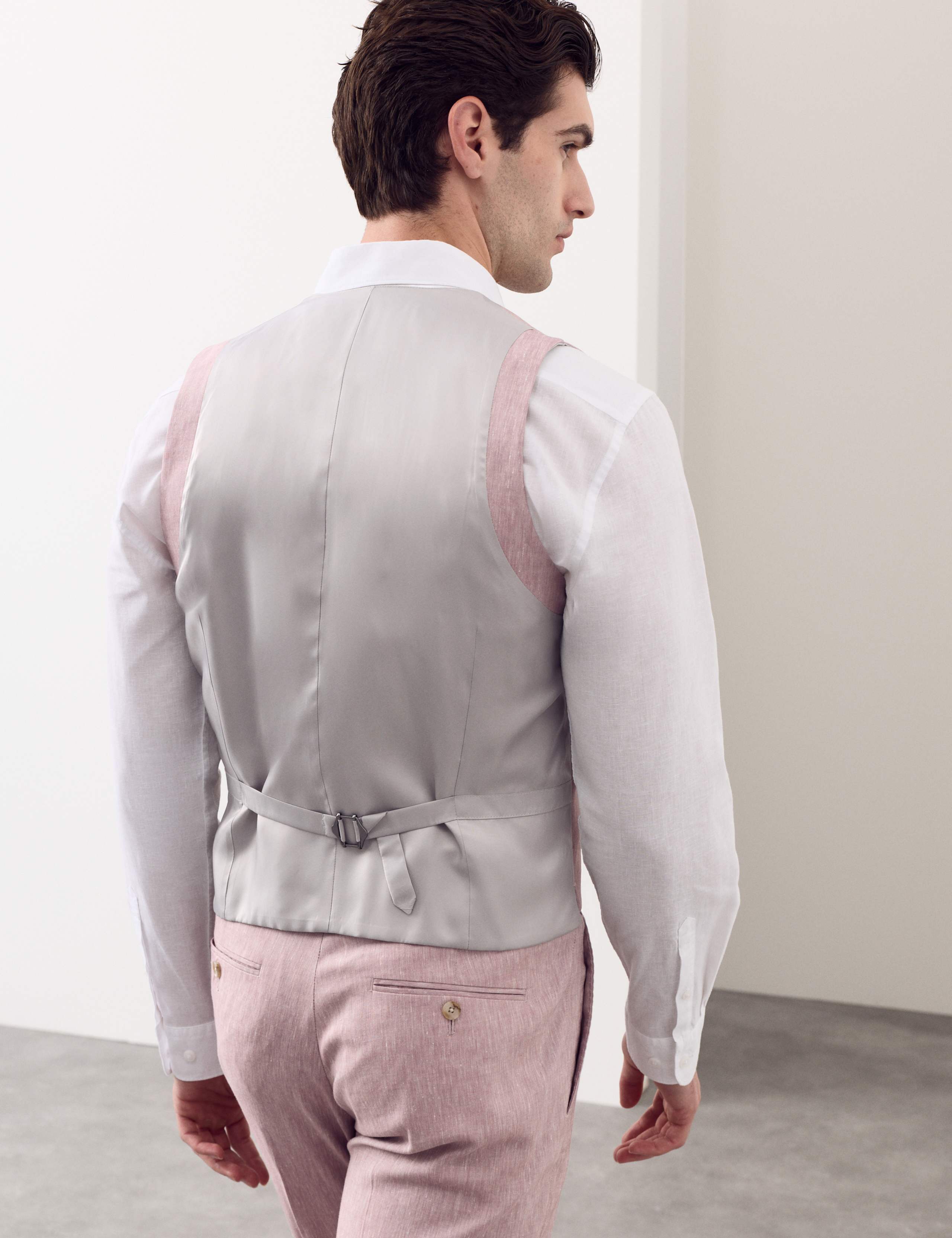 Italian Performance Linen Blend Double Breasted Waistcoat 5 of 7