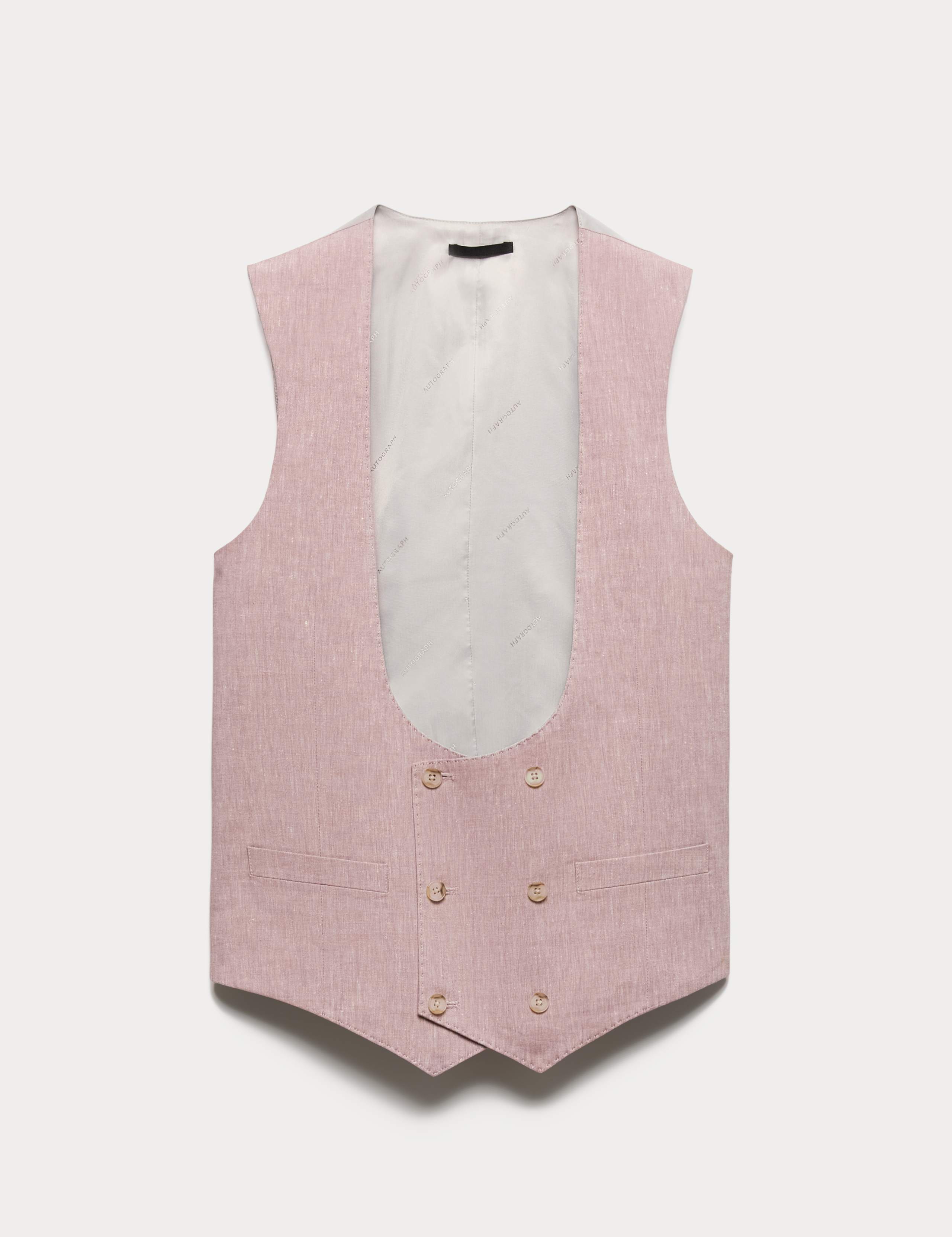 Italian Performance Linen Blend Double Breasted Waistcoat 2 of 7