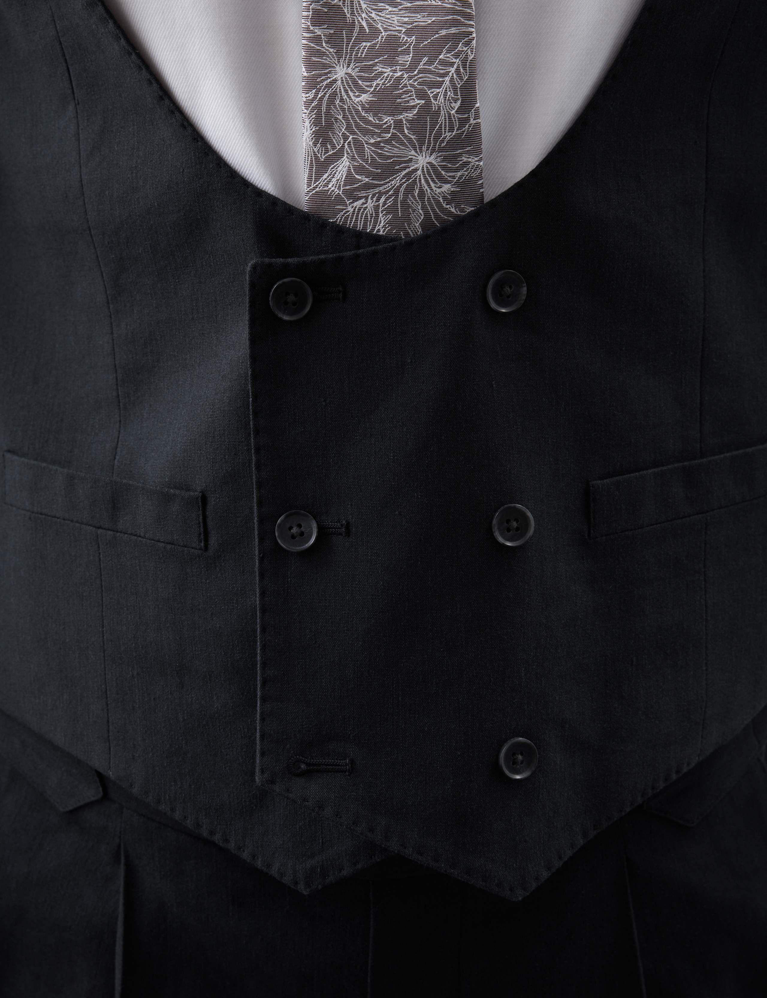 Italian Performance Linen Blend Double Breasted Waistcoat 6 of 6