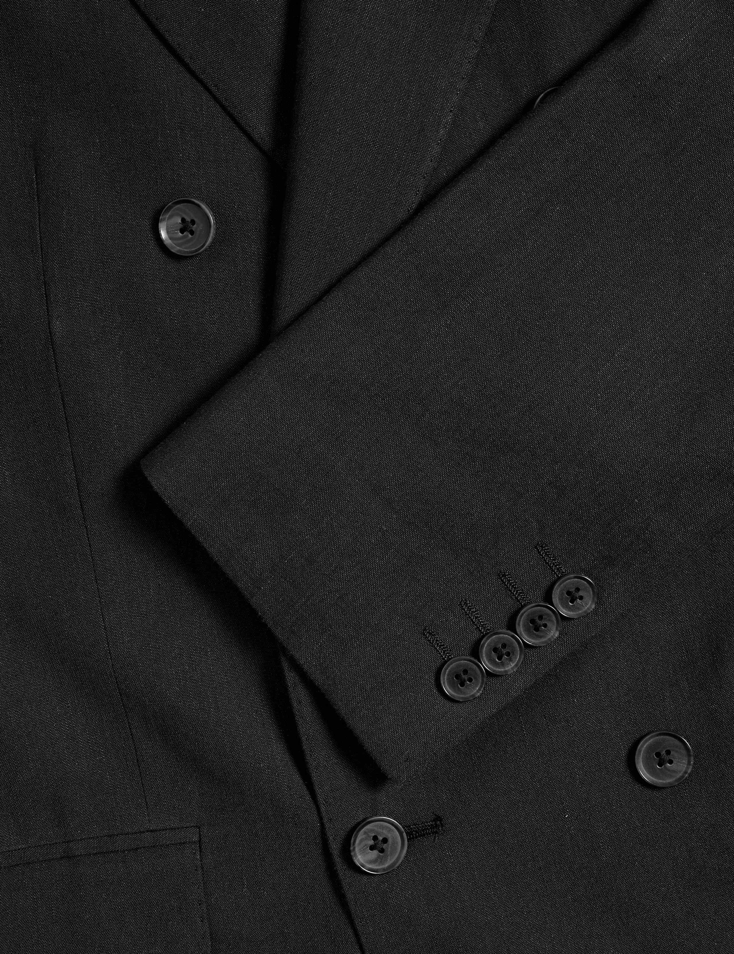 Tailored Fit Italian Performance Linen Blend Double Breasted Suit Jacket 3 of 8