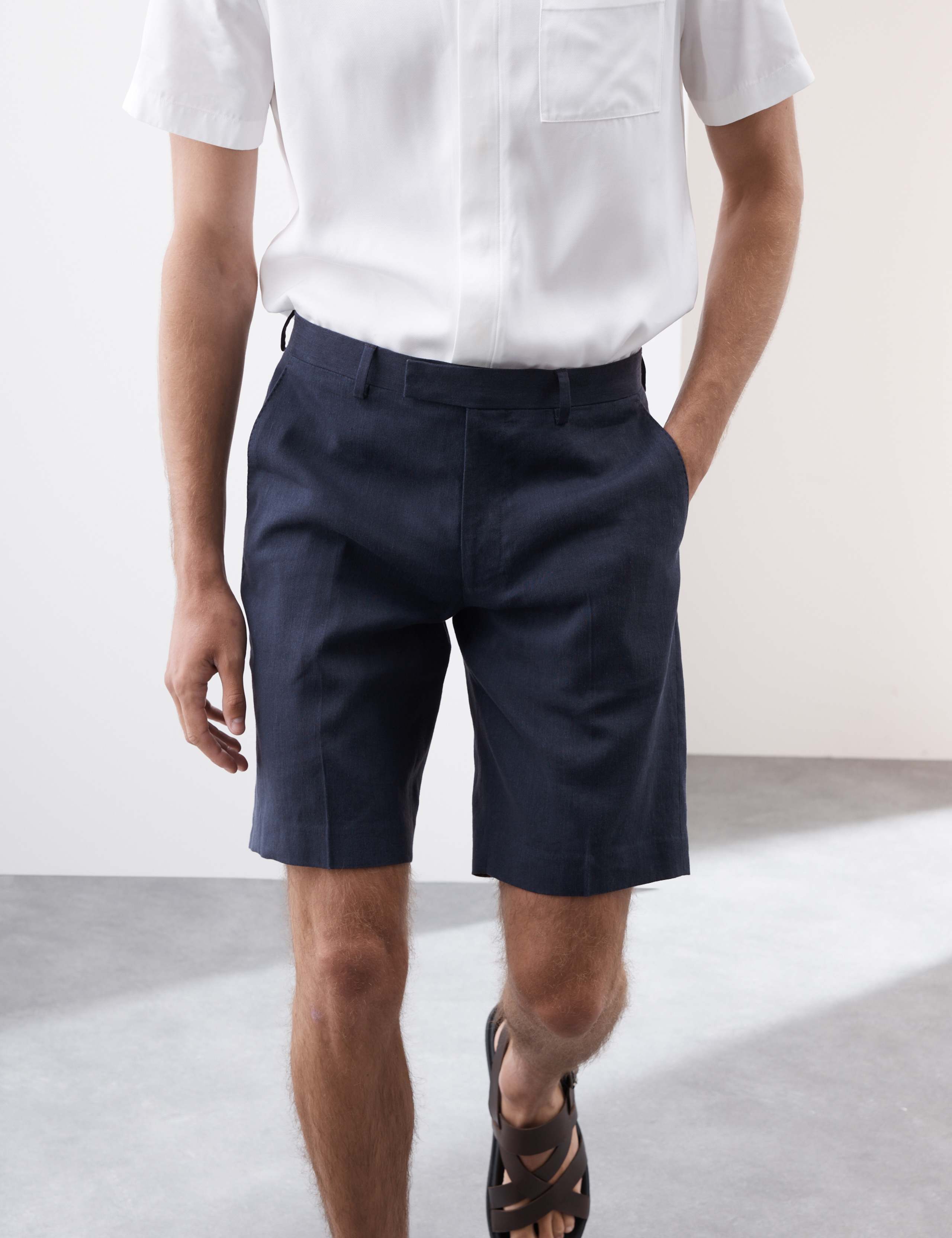 Tailored Fit Italian Performance Linen Blend Suit Shorts 1 of 6
