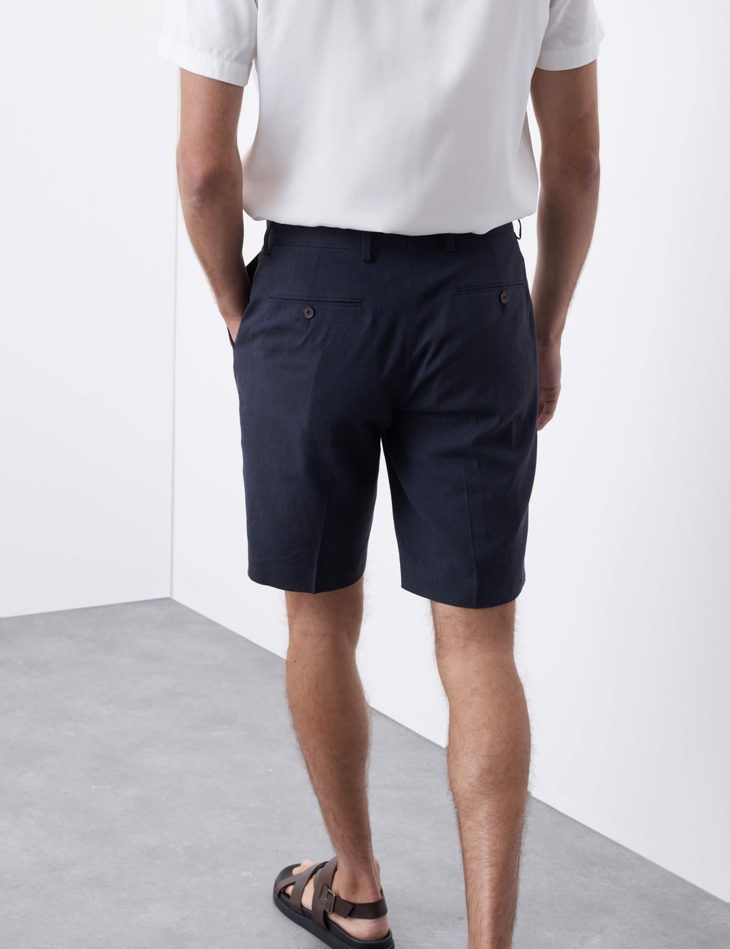 Tailored Fit Italian Performance Linen Blend Suit Shorts 6 of 6