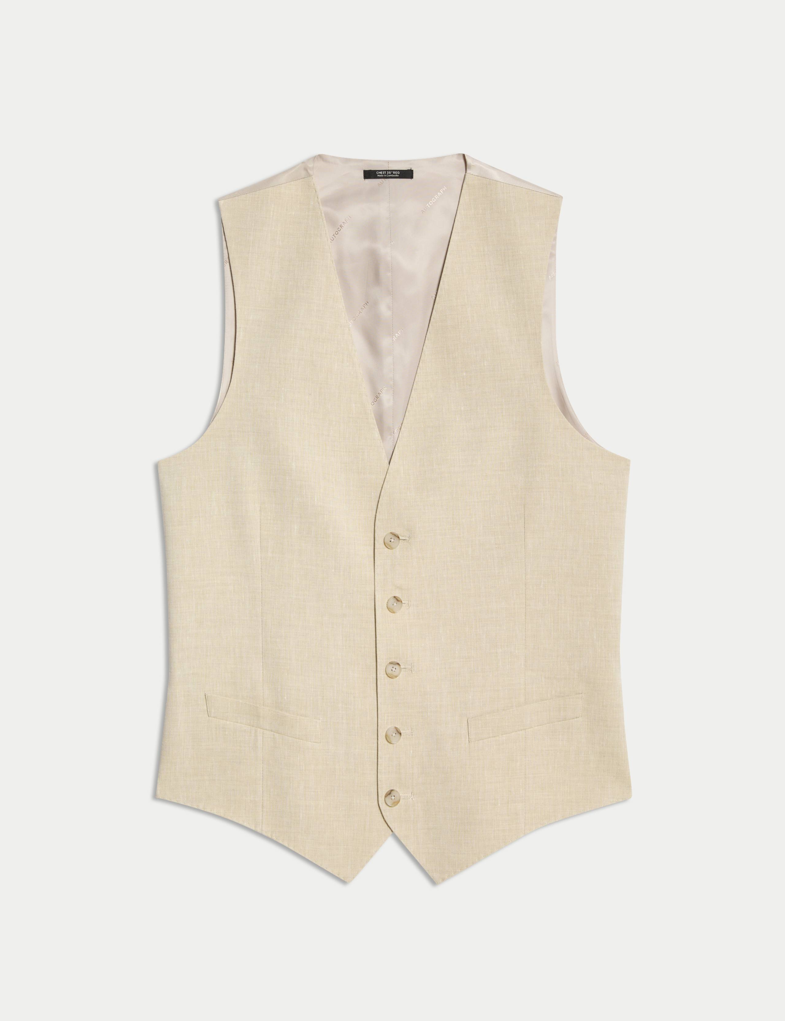 Italian Performance Linen Blend Waistcoat 2 of 7