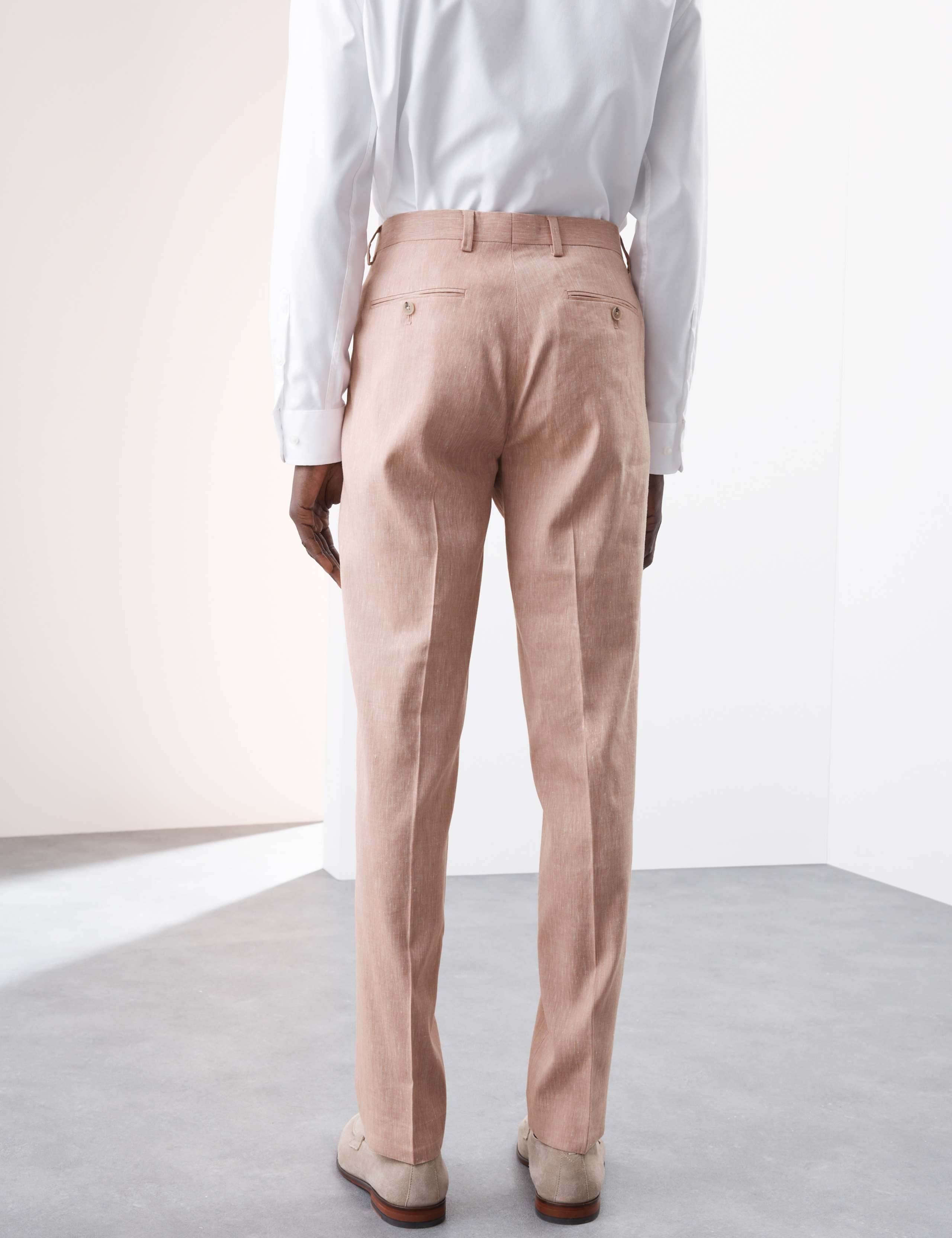 Tailored Fit Italian Performance Linen Blend Suit Trousers 6 of 7