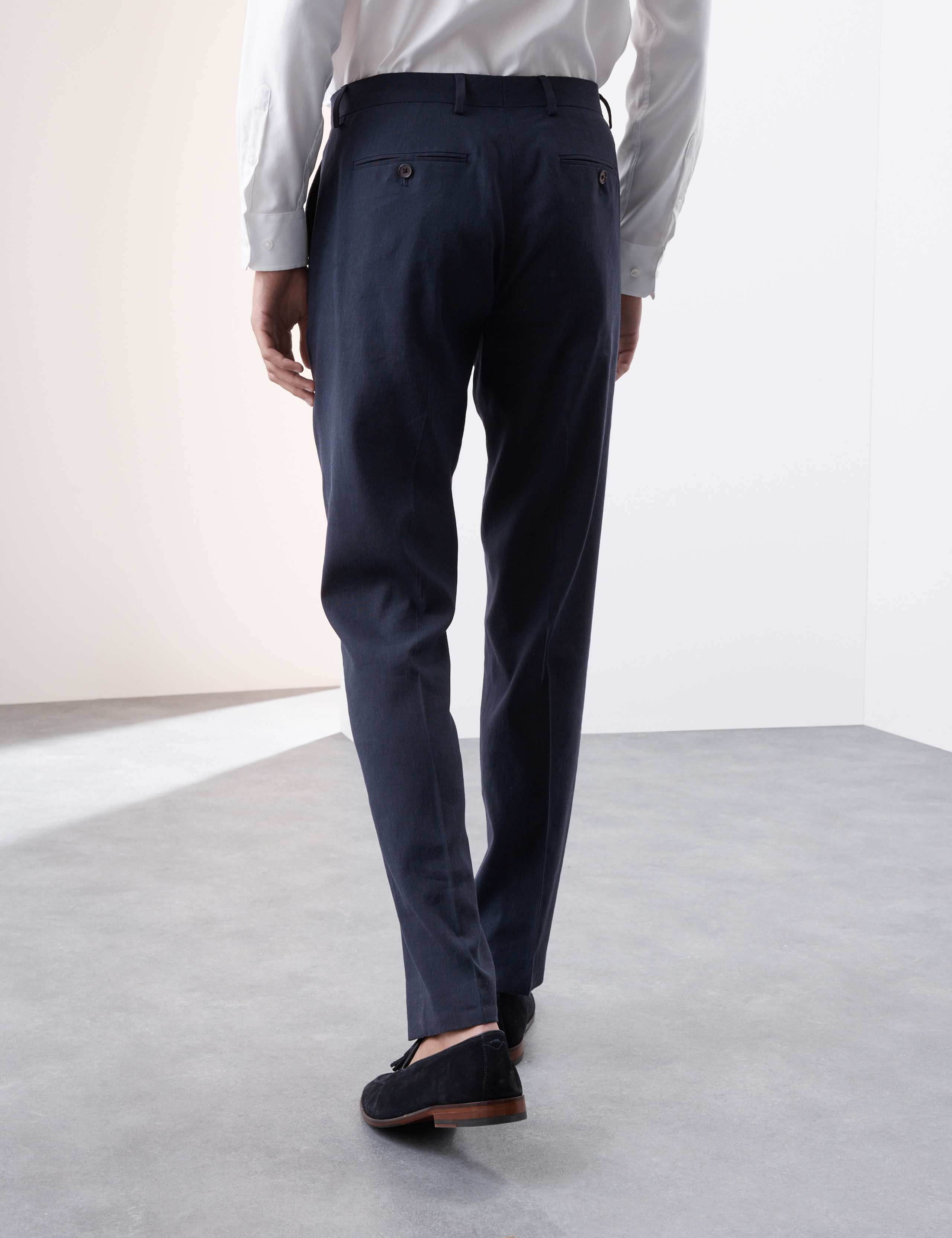 Tailored Fit Italian Performance Linen Blend Suit Trousers 5 of 8