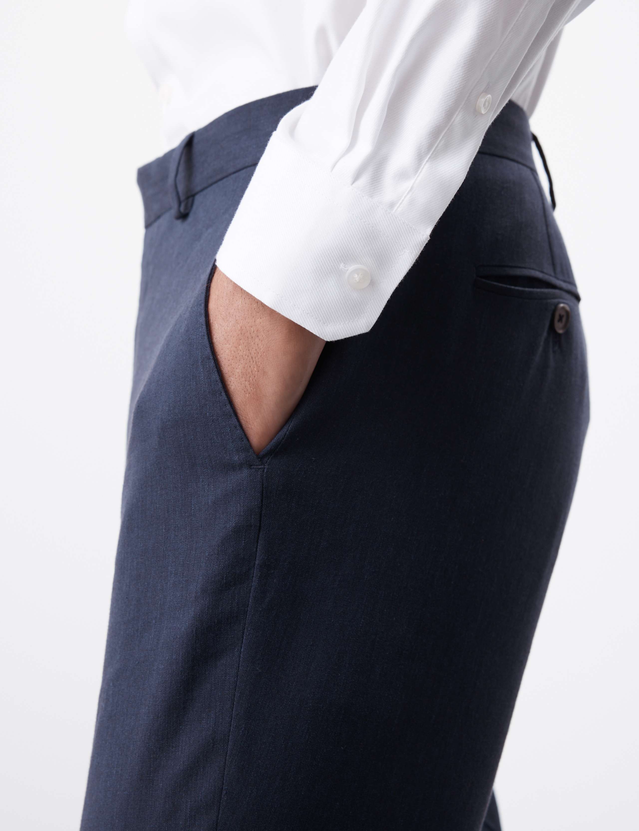 Tailored Fit Italian Performance Linen Blend Suit Trousers 7 of 8