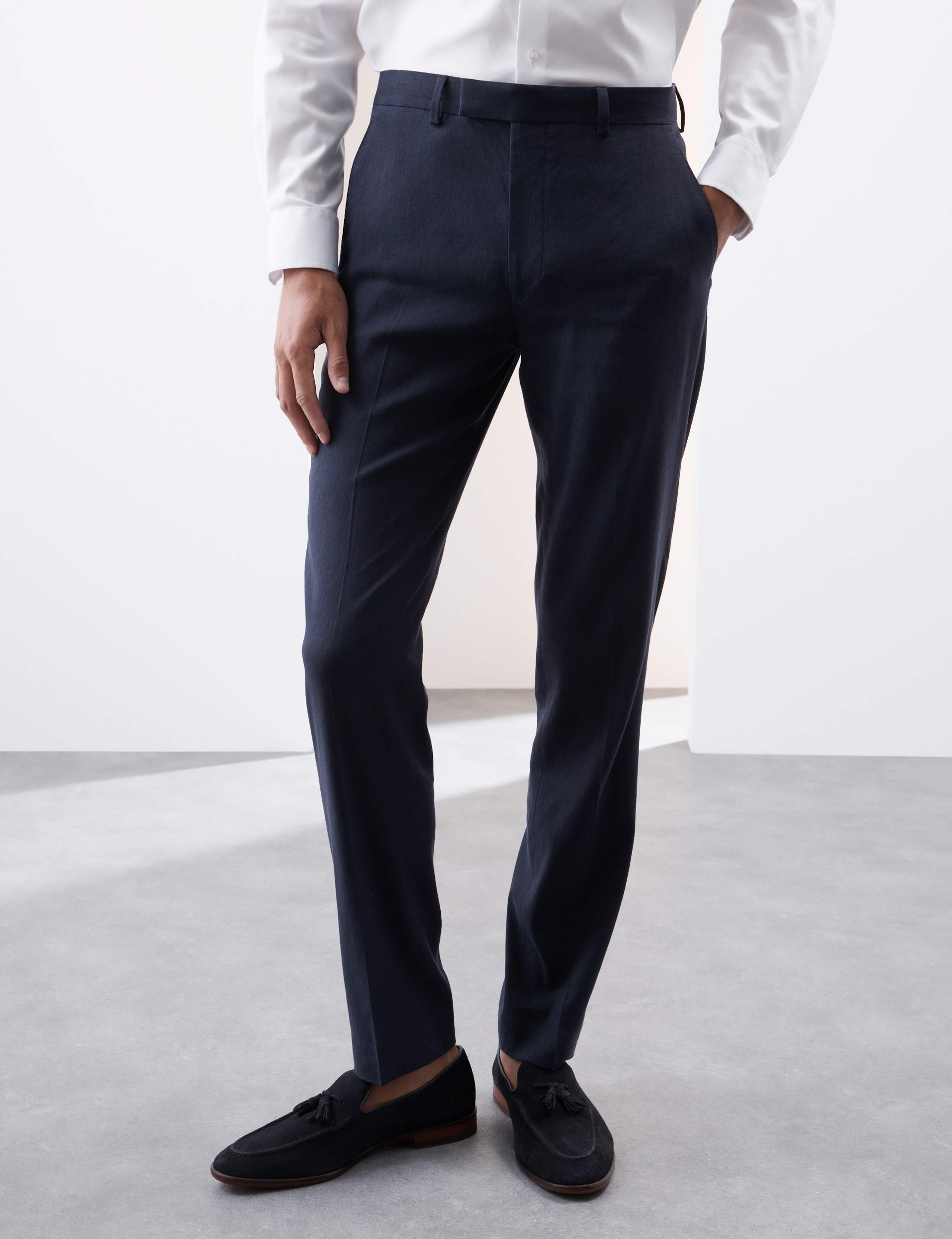 Tailored Fit Italian Performance Linen Blend Suit Trousers 8 of 8