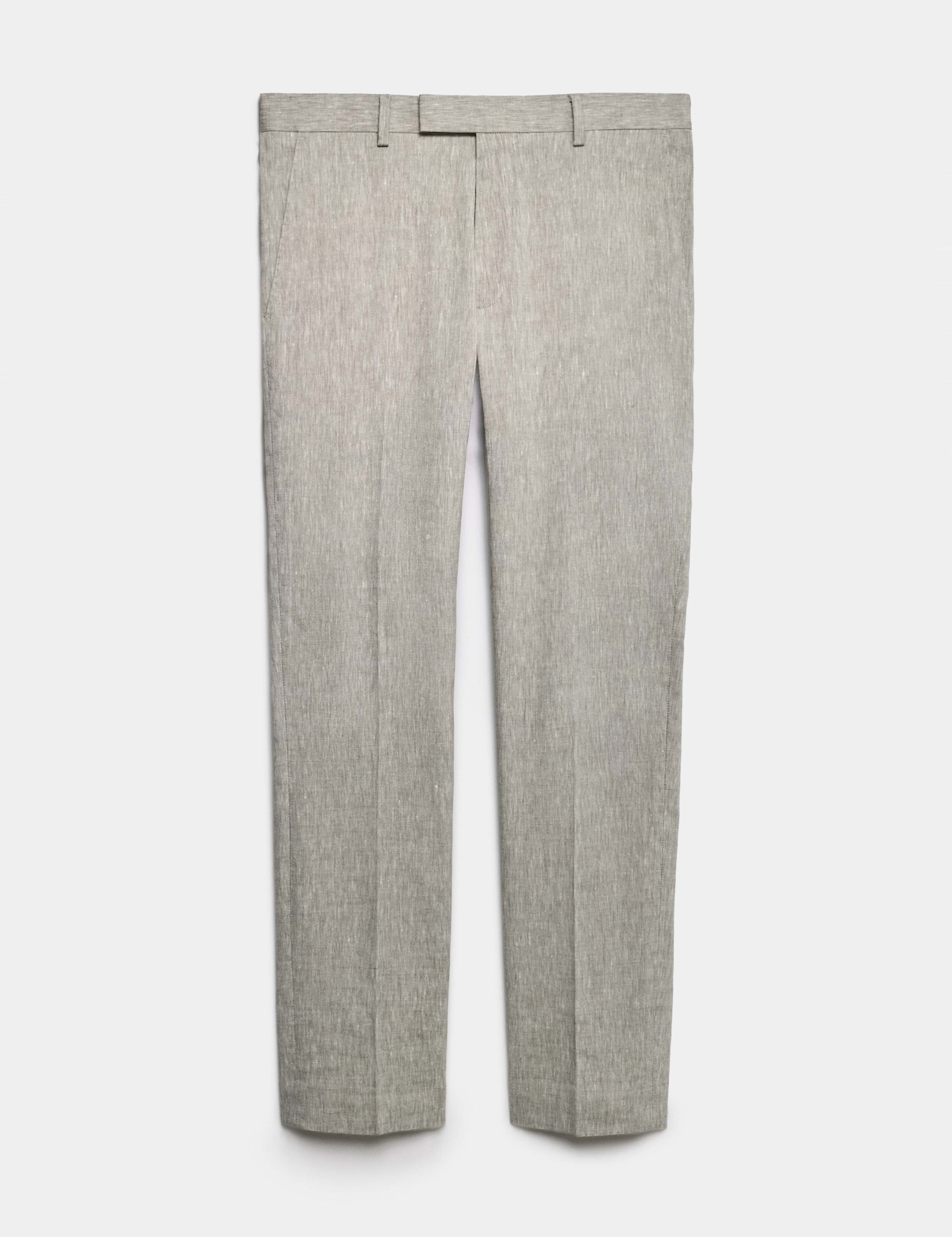 Tailored Fit Italian Performance Linen Blend Suit Trousers 2 of 6