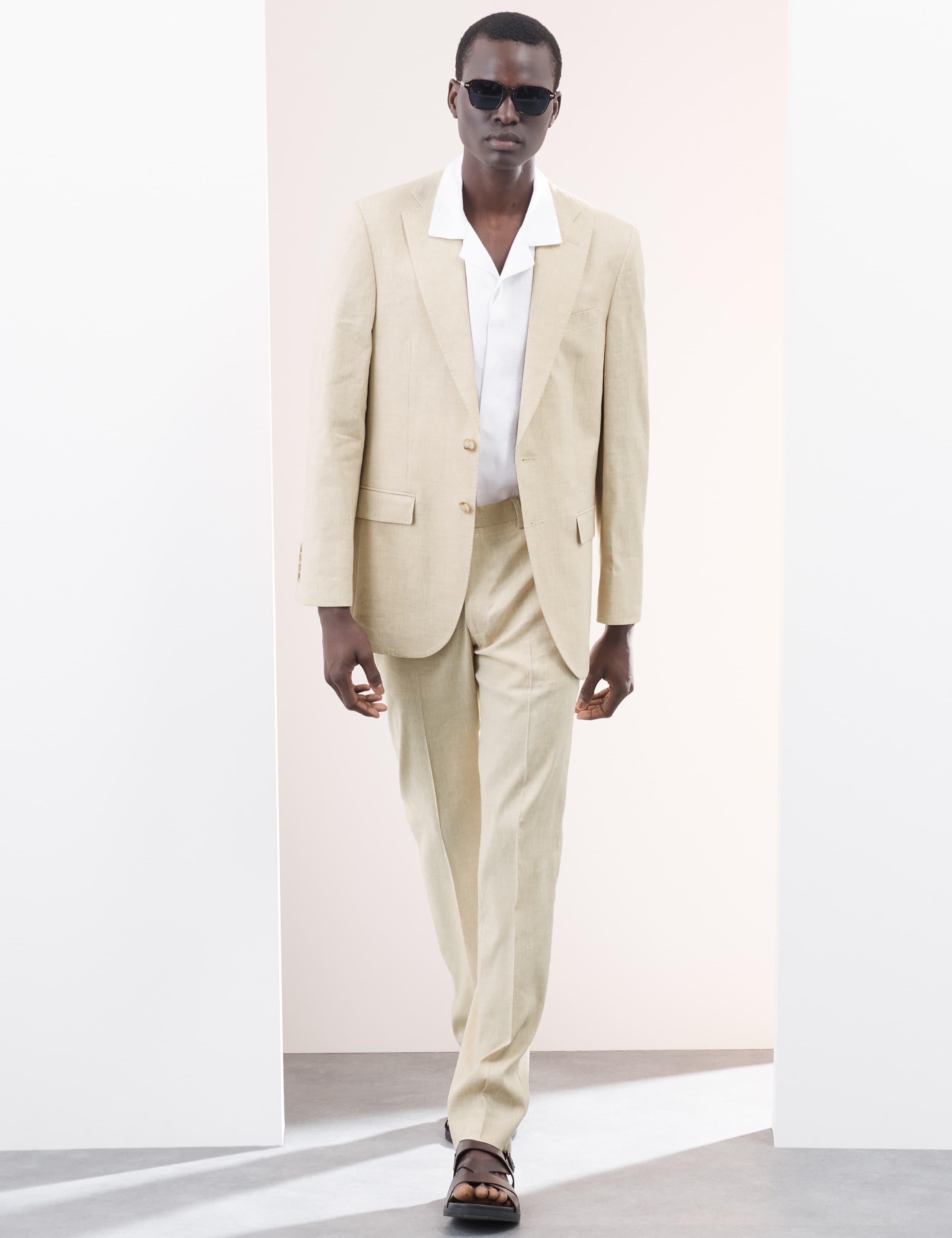 Tailored Fit Italian Performance Linen Blend Suit Trousers 7 of 9